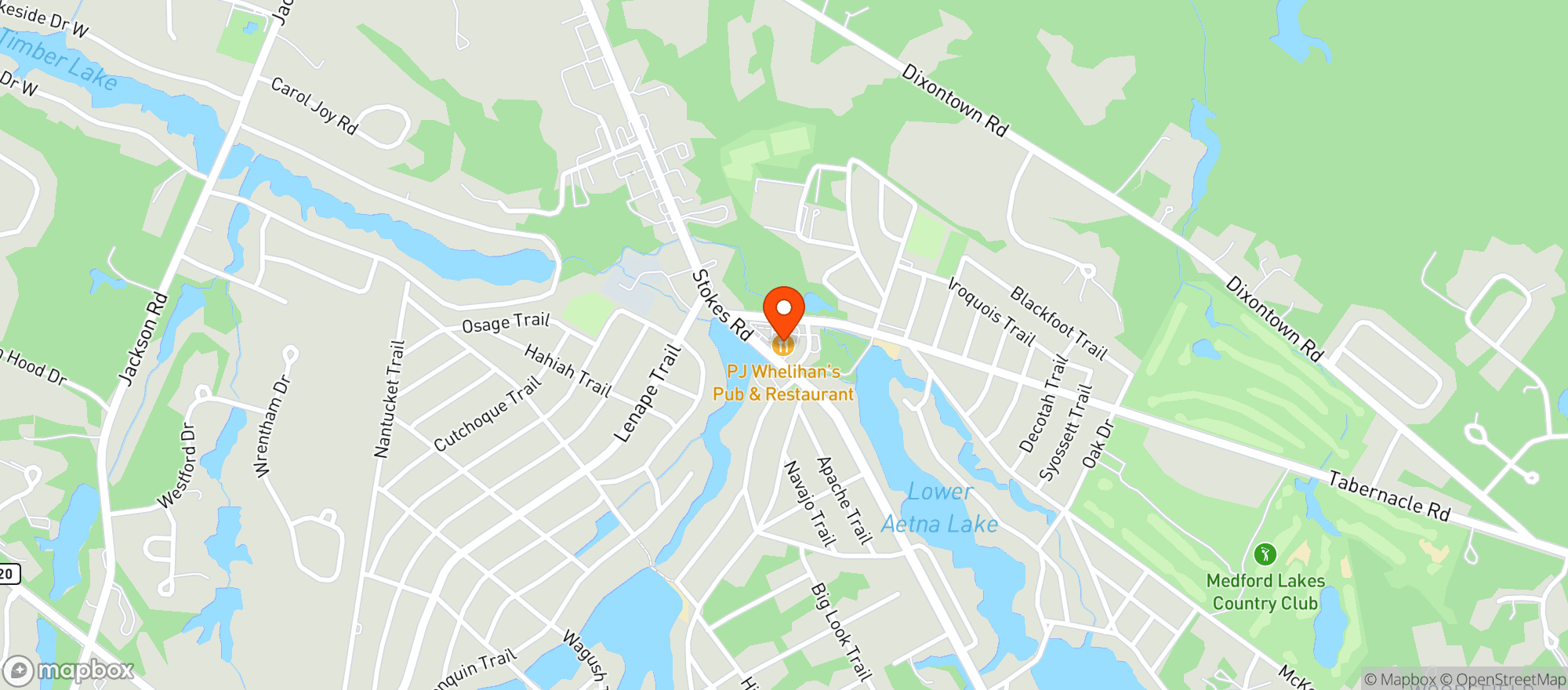 Map showing Pj Whelihans Pub & Restaurant
