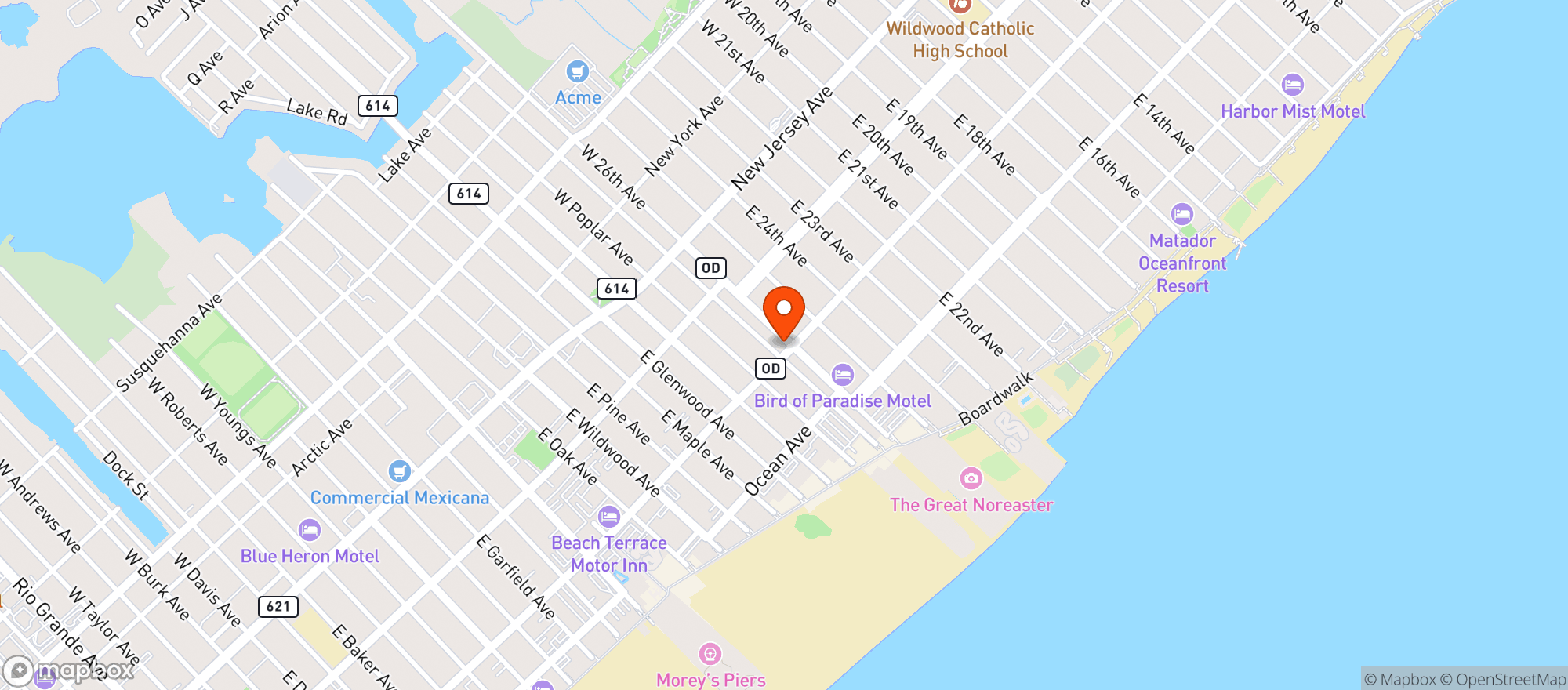 Map showing Roxy S Tavern