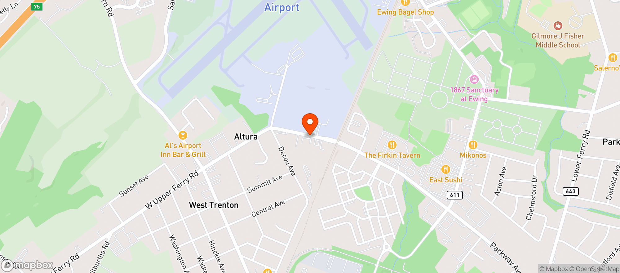 Map showing West Trenton Fine Wines &