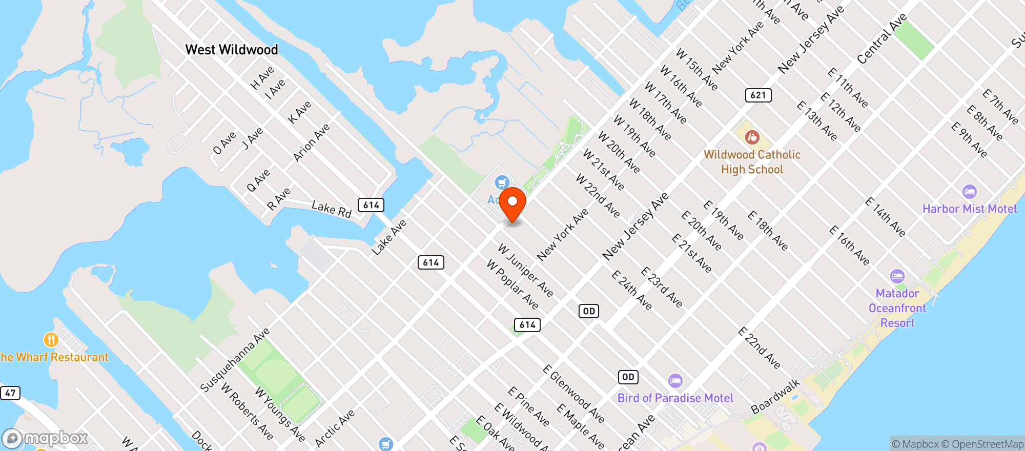 Map showing Salty Mermaid B & G