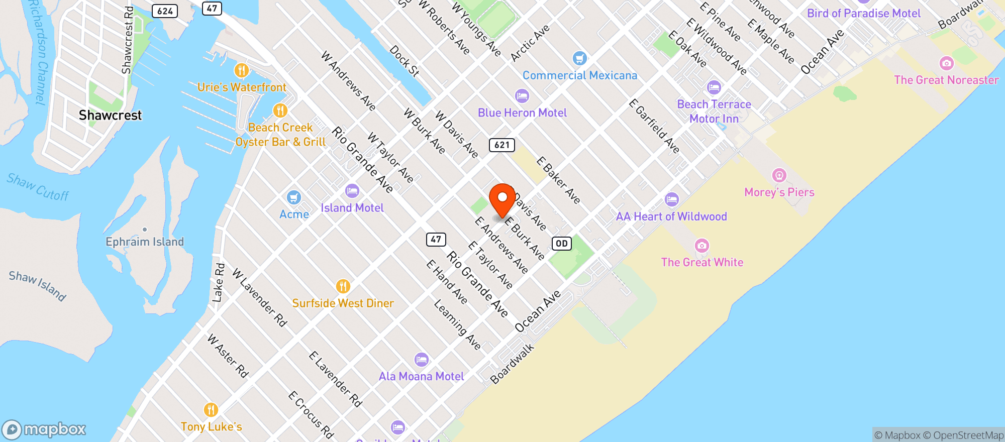 Map showing Duffinettis Restaurant & Lounge