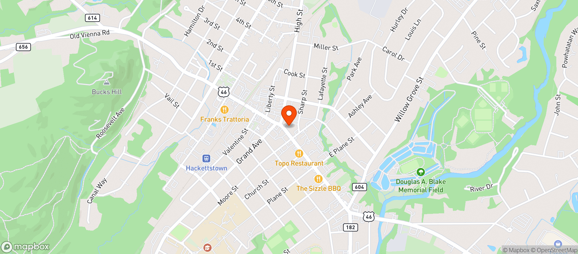 Map showing Marleys Gotham Grill