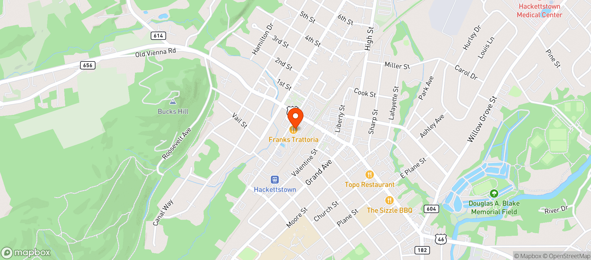 Map showing Shop Rite Liquors Hackettstown Main