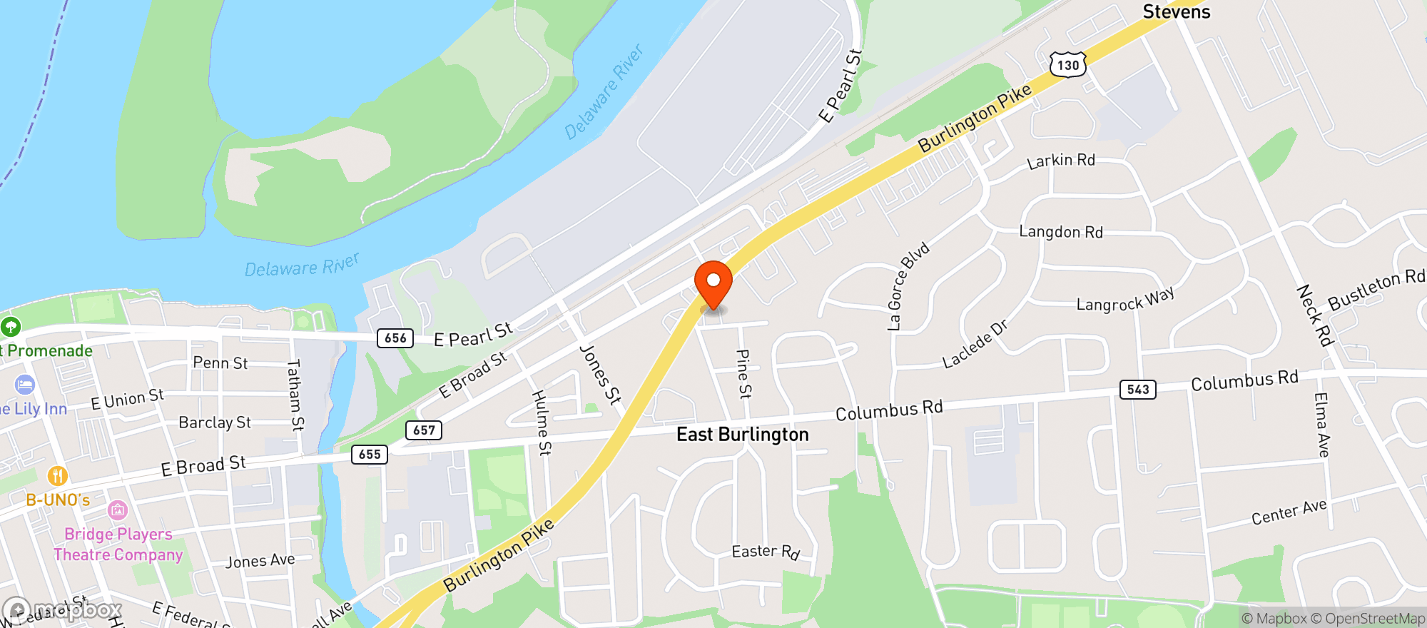 Map showing H M LIQUOR (BURLINGTON)