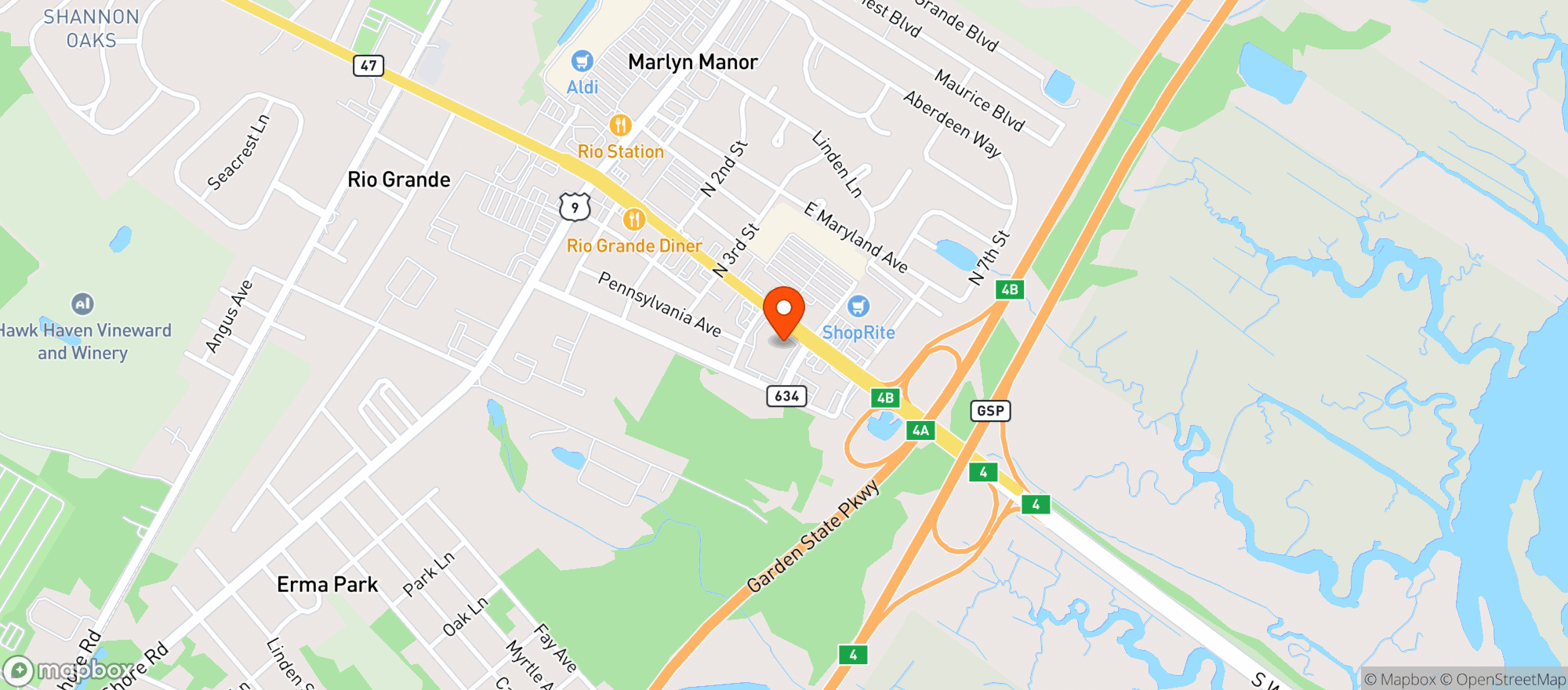 Map showing Joe Canals Discount Liquor