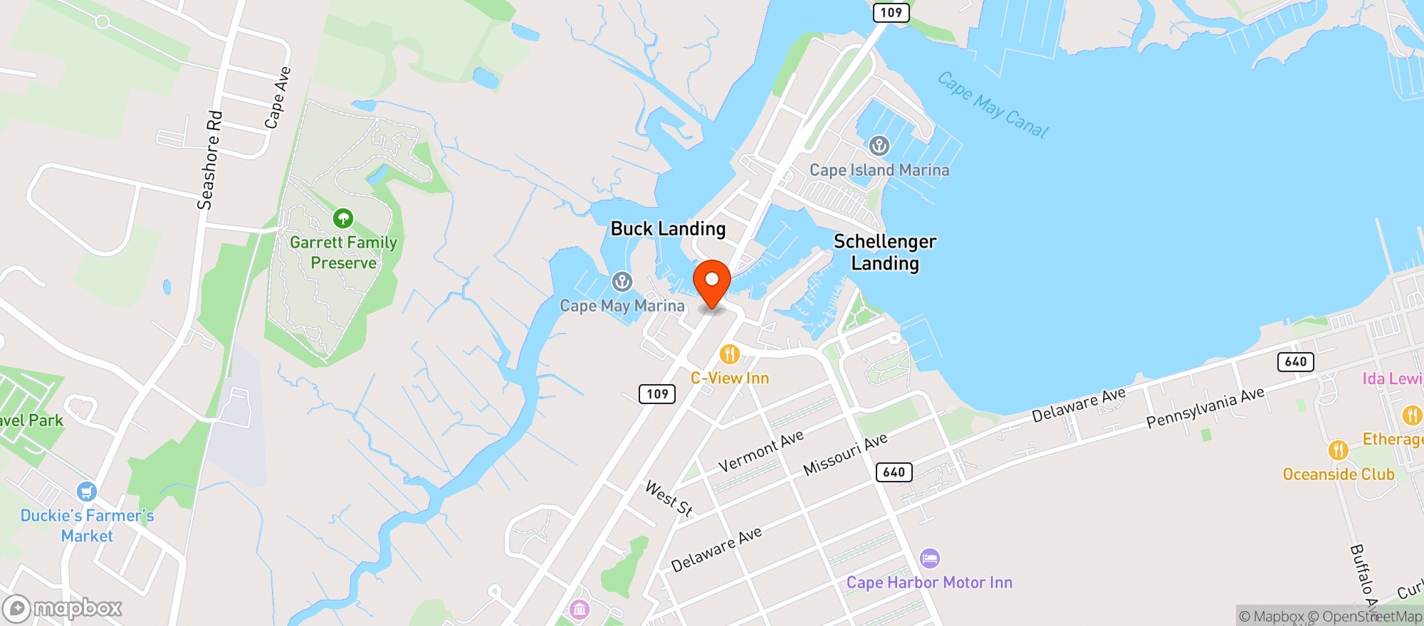 Map showing Cape May Marlin & Tuna Club
