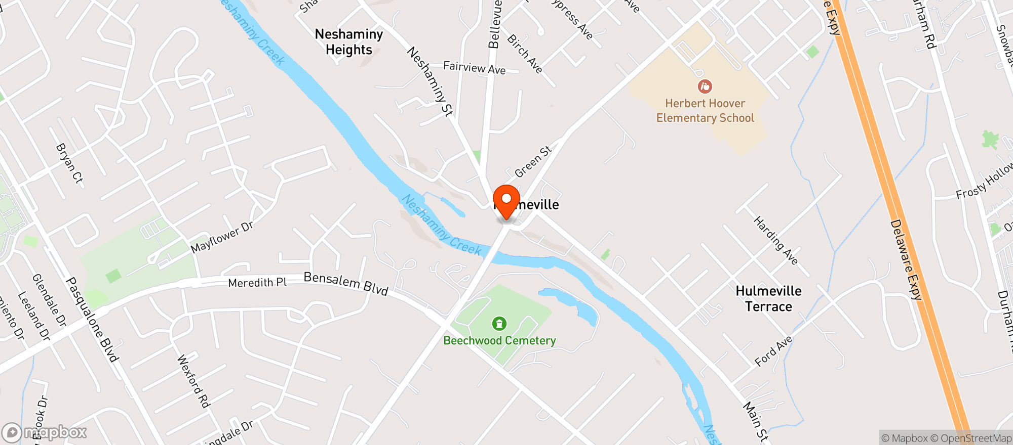 Map showing Hulmeville Inn