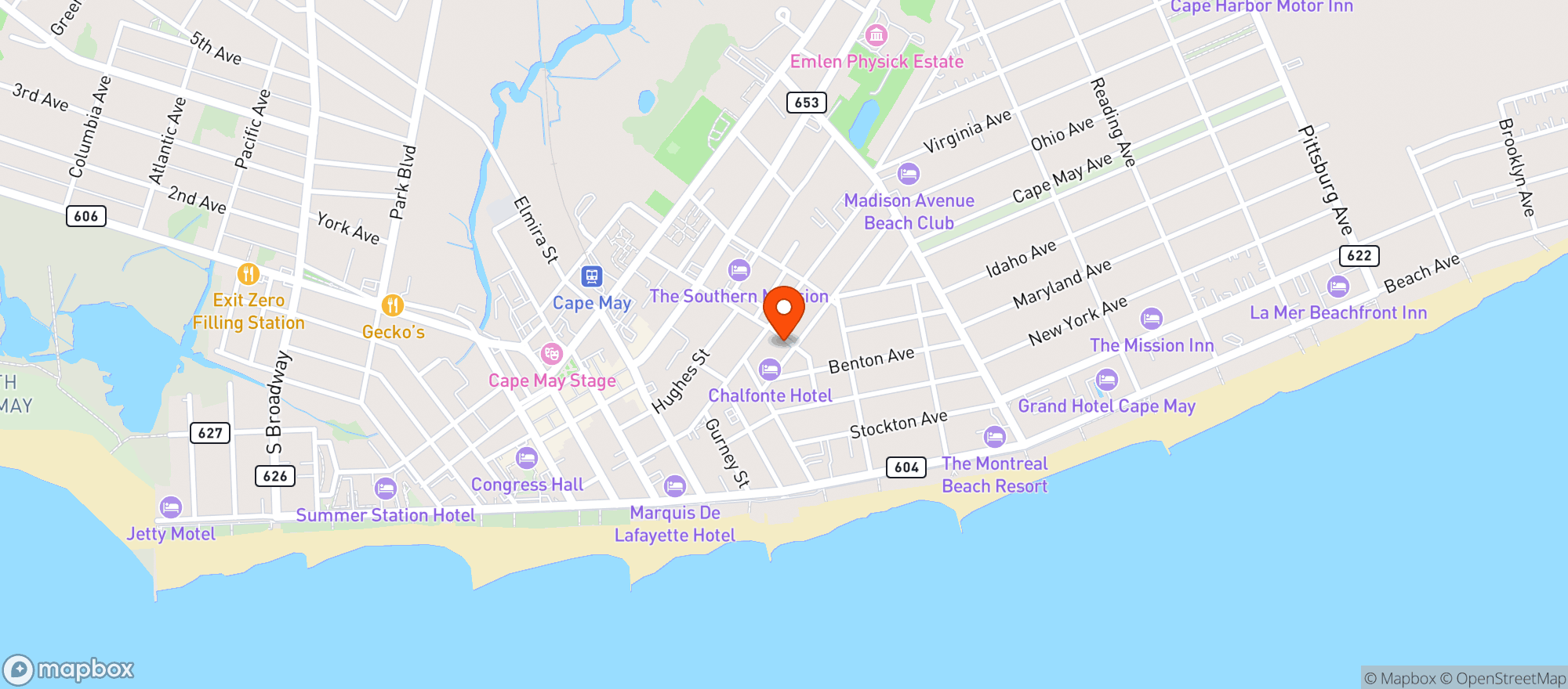 Map showing Chalfonte Hotel