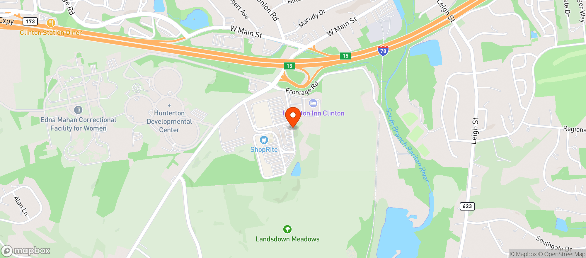 Map showing CLINTON WINE & SPIRITS (WALMART PLAZA)