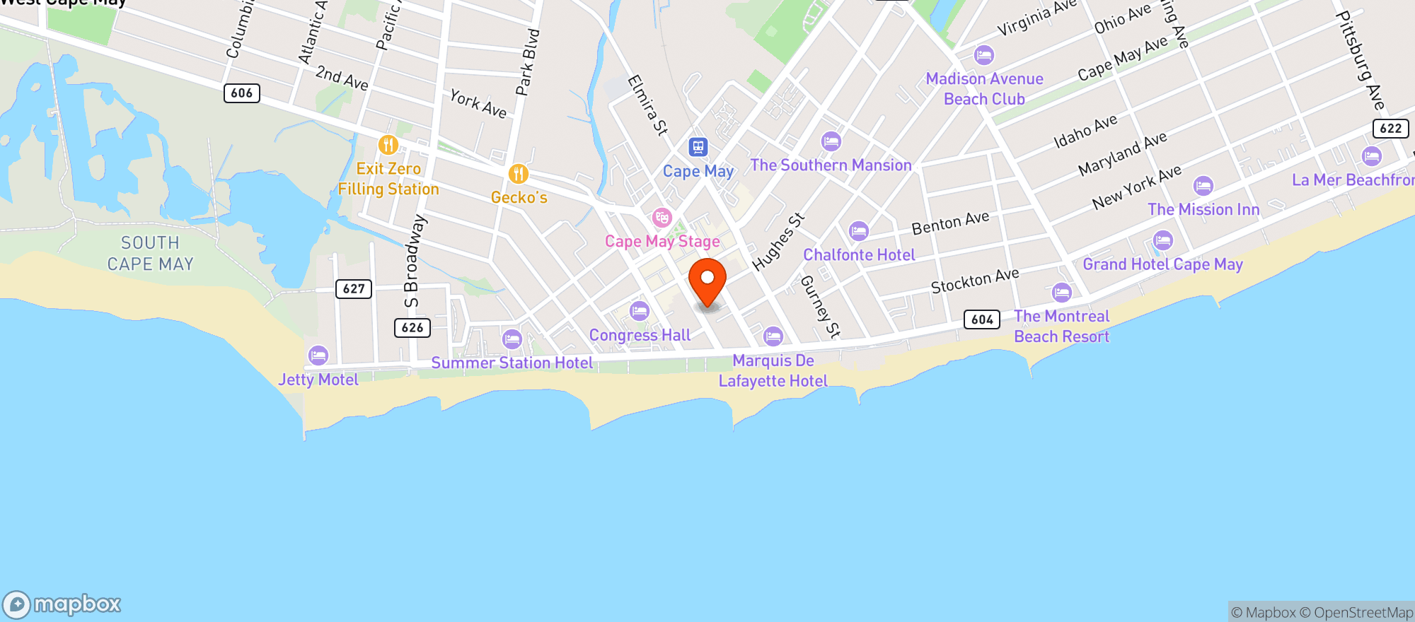 Map showing Mad Batter Restaurant