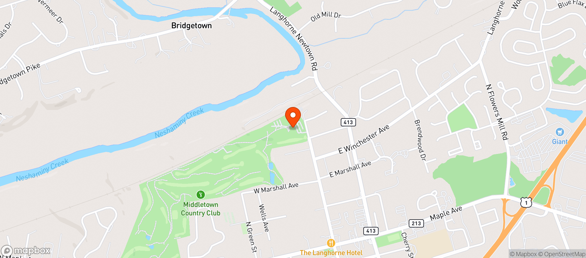 Map showing MIDDLETOWN COUNTRY CLUB