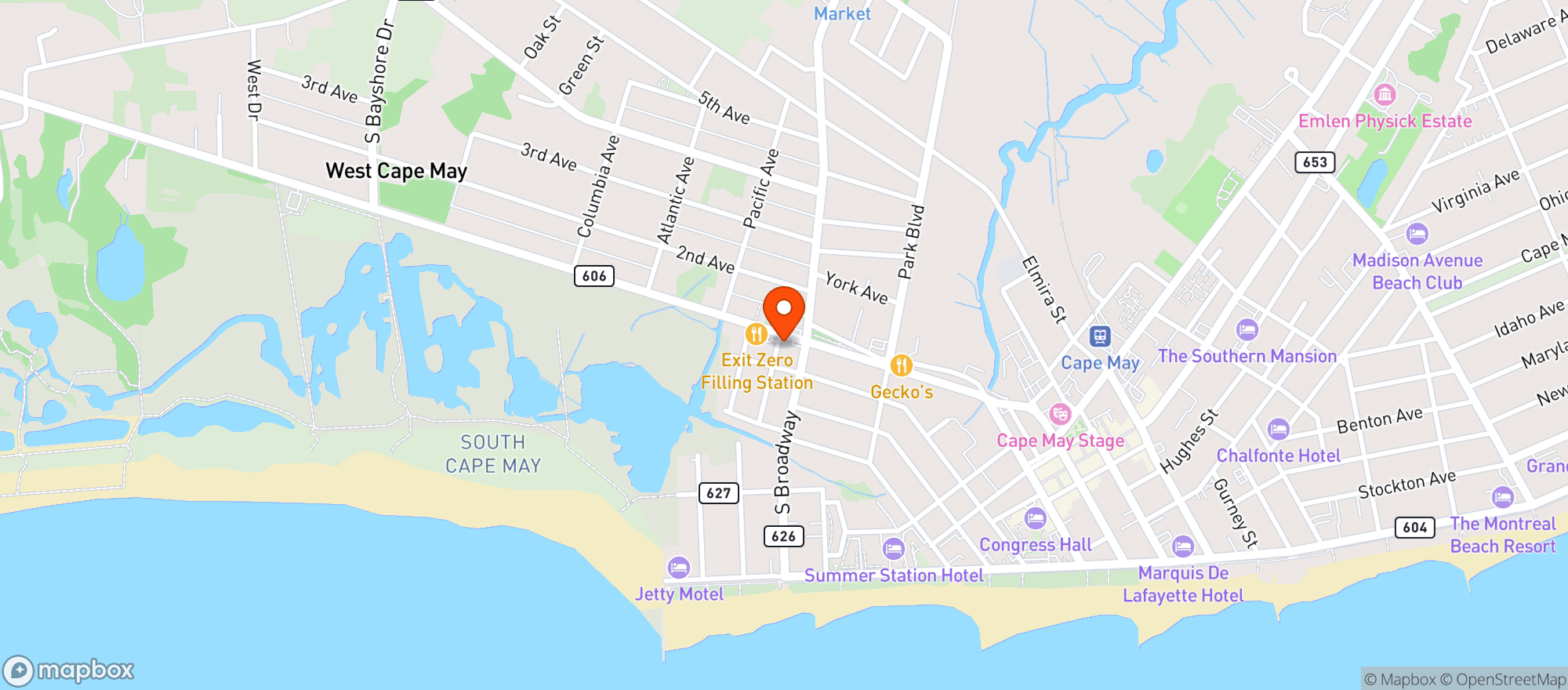 Map showing Sunset Liquors