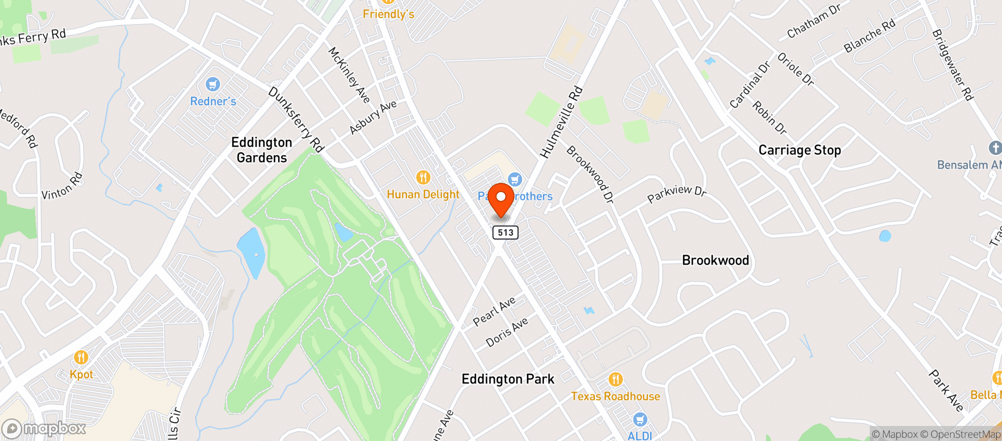 Map showing BENSALEM BEER DISTRIBUTOR