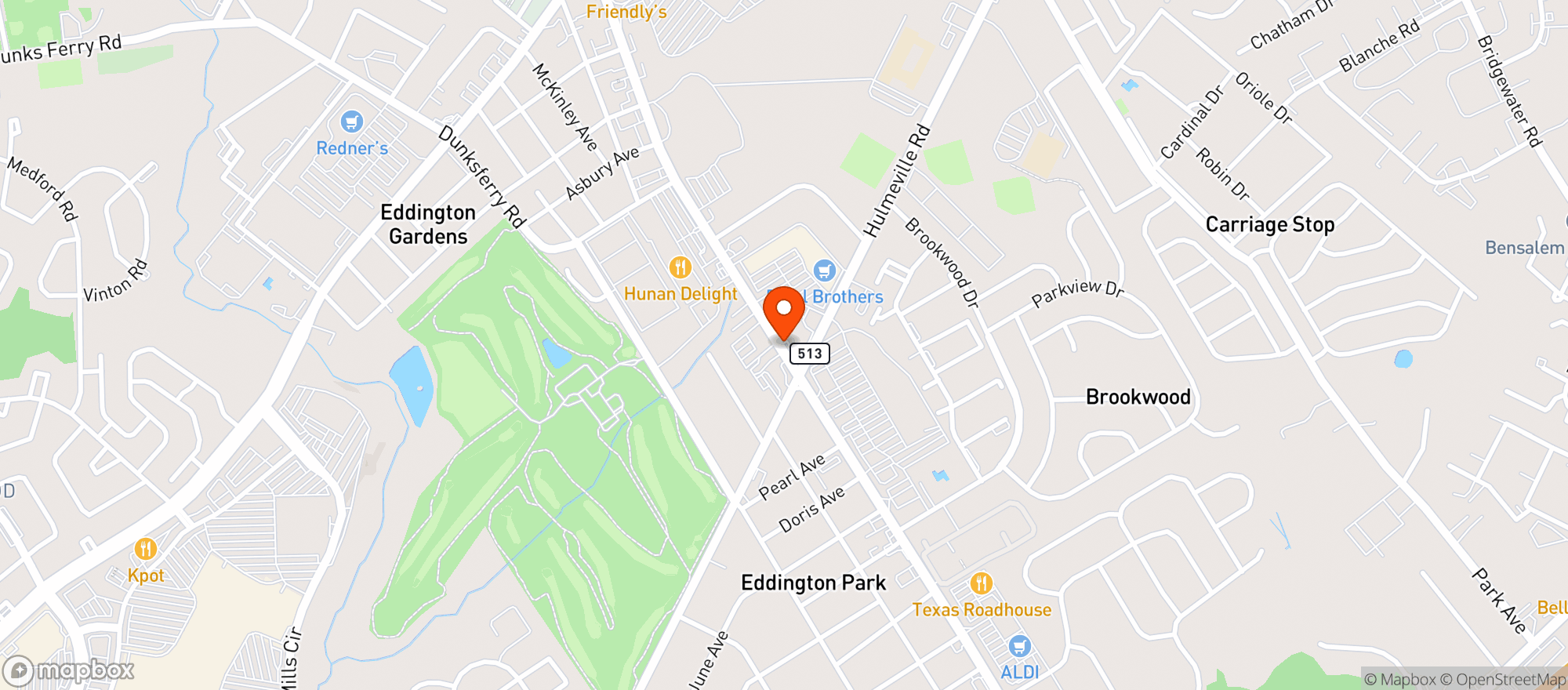 Map showing BENSALEM BEER & SODA