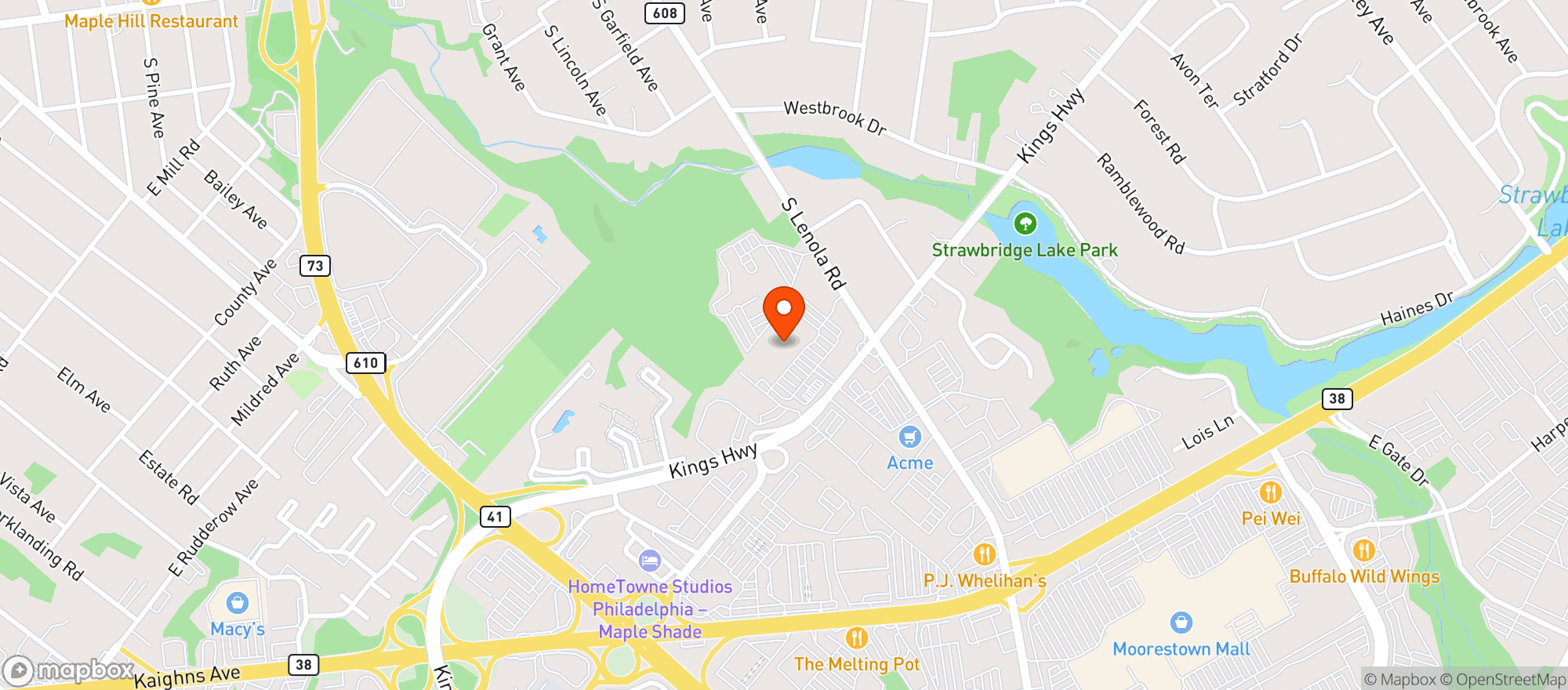 Map showing BJ's 13 Maple Shade