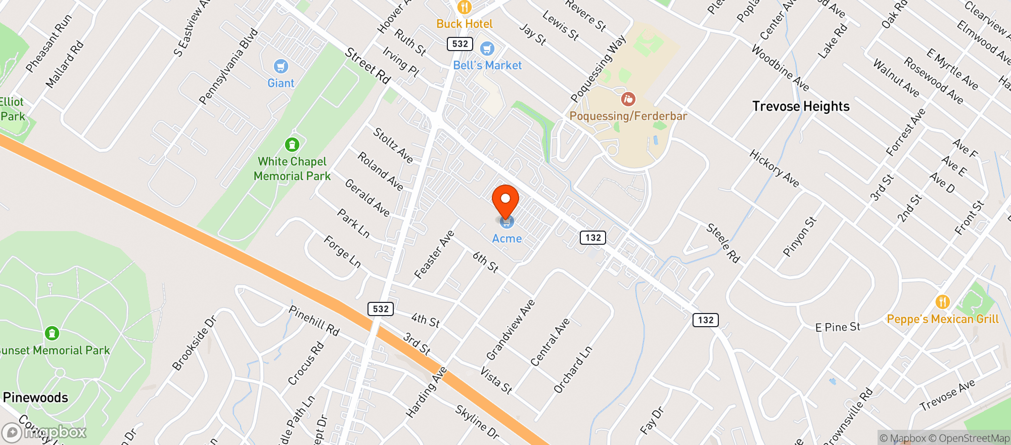 Map showing Acme