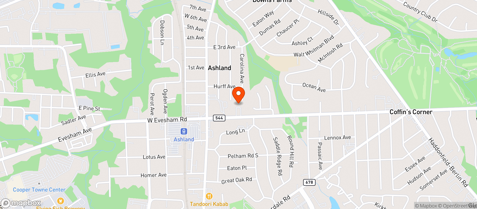 Map showing Cherry Hill Liquors (e. Evesham Road)