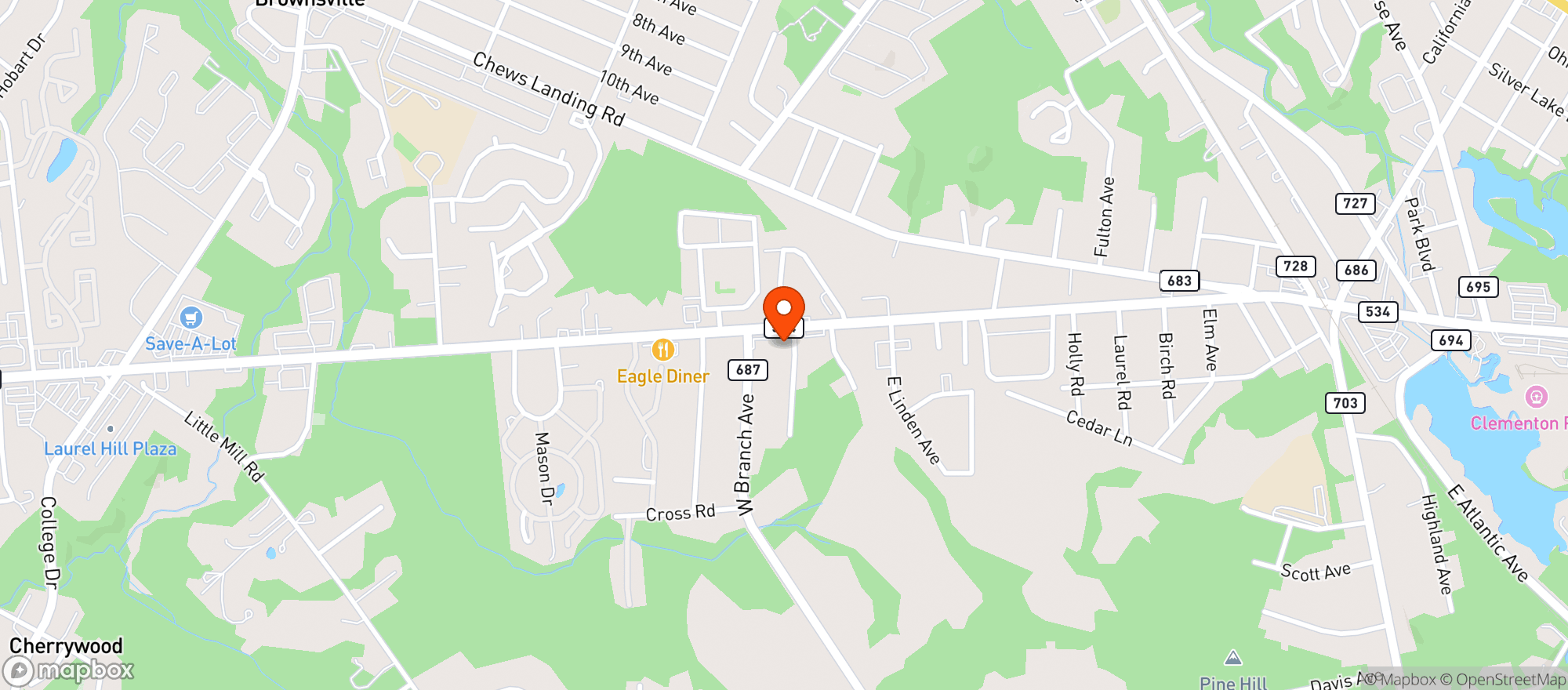 Map showing Pine Hill Liquors