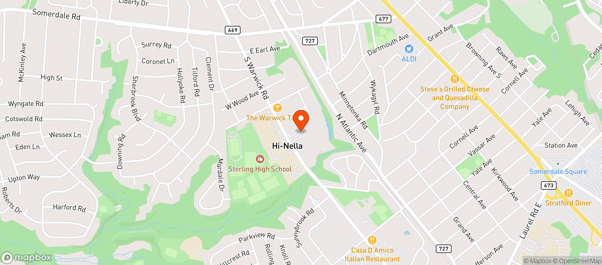 Map showing Warwick Wine & Spirits