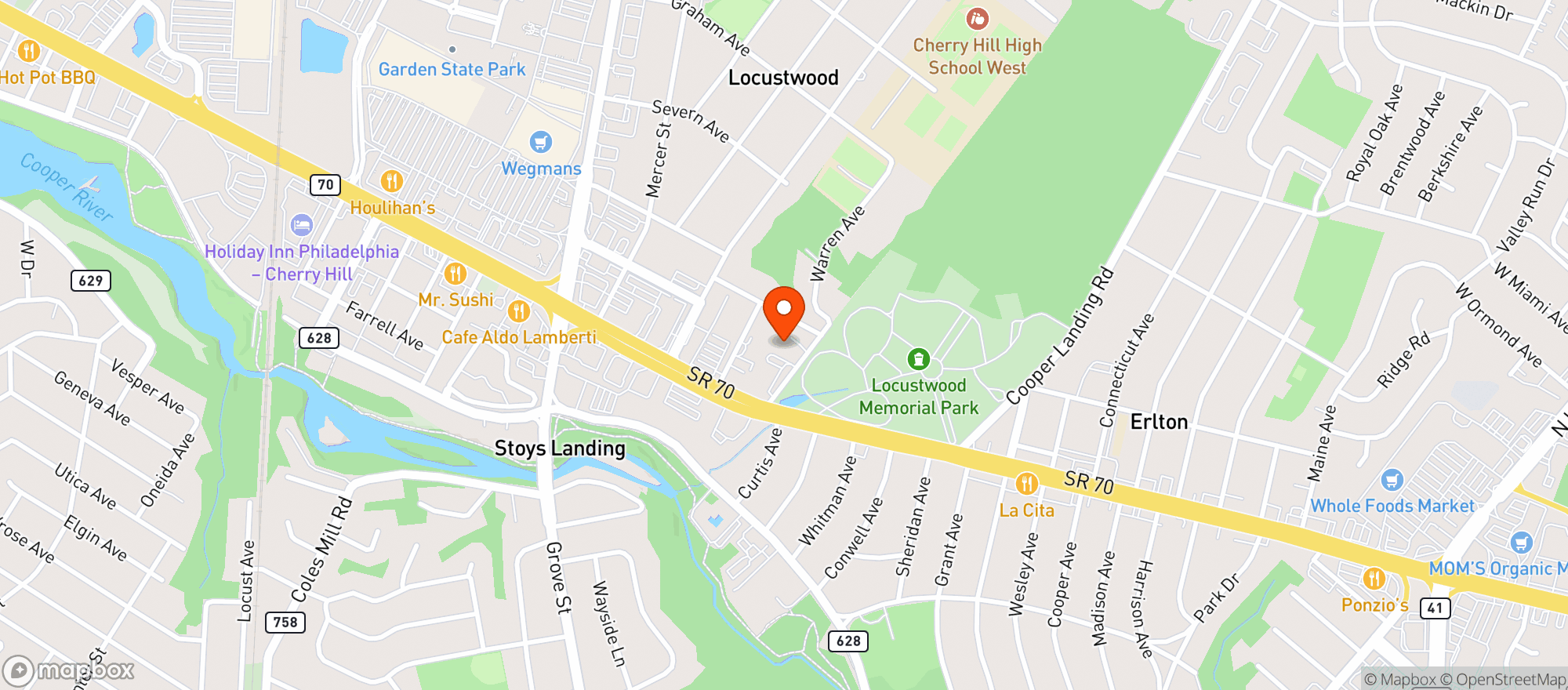 Map showing Door Dash