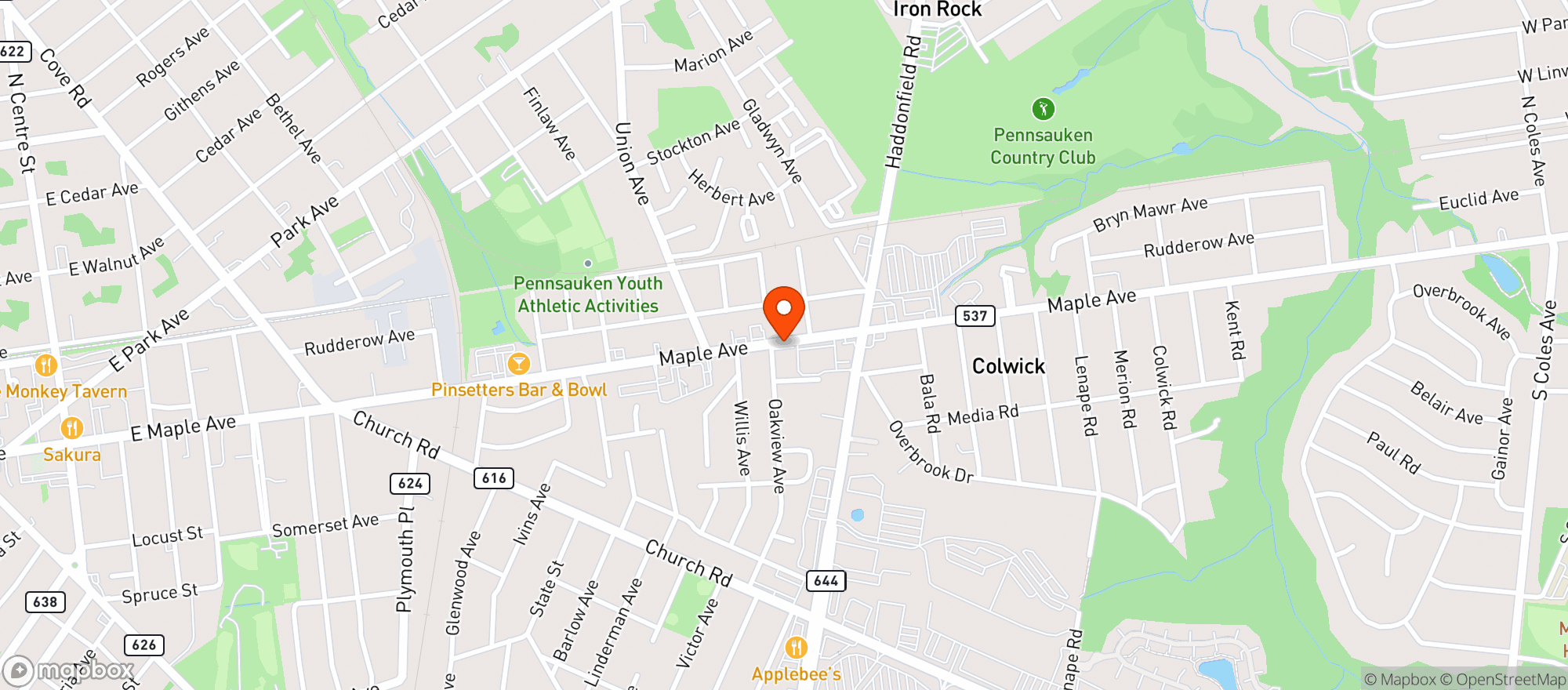 Map showing Tortilla Press Cantina