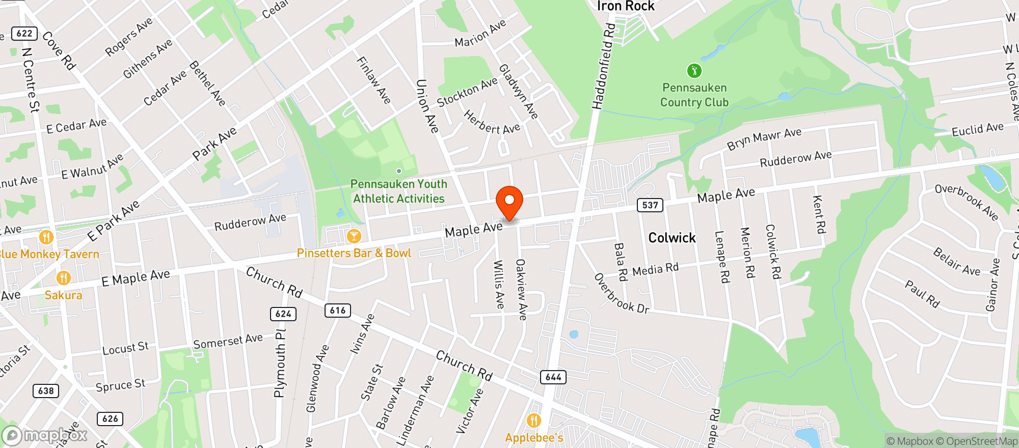 Map showing KNASTS LIQUOR STORE