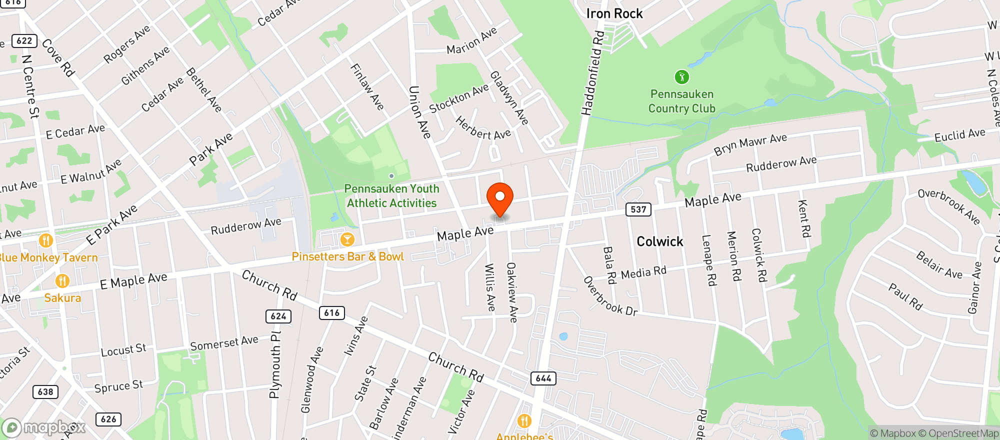 Map showing Knast Liquors