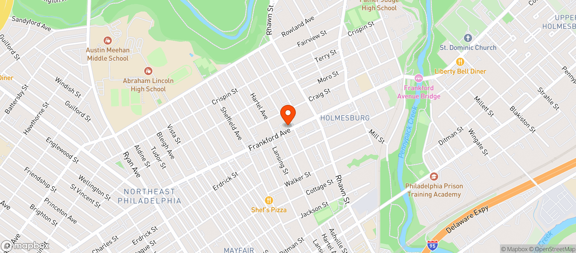 Map showing Sunoco Gas Station