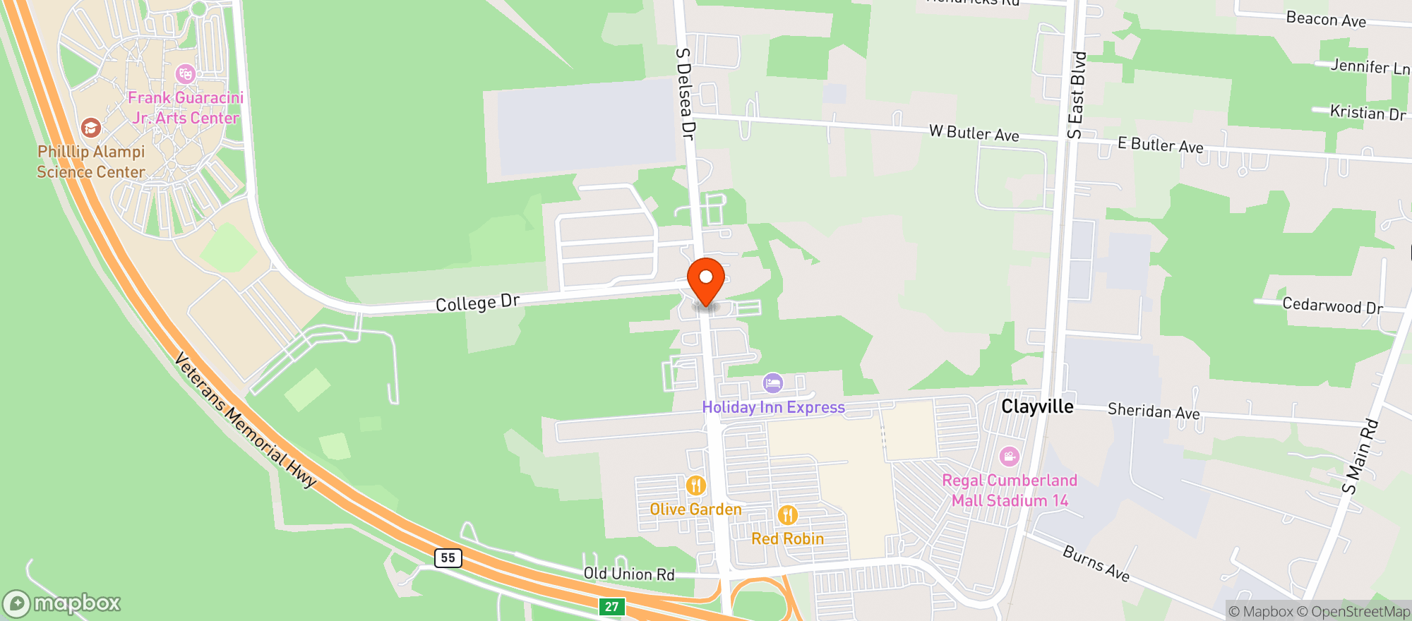 Map showing The Green Olive Restaurant