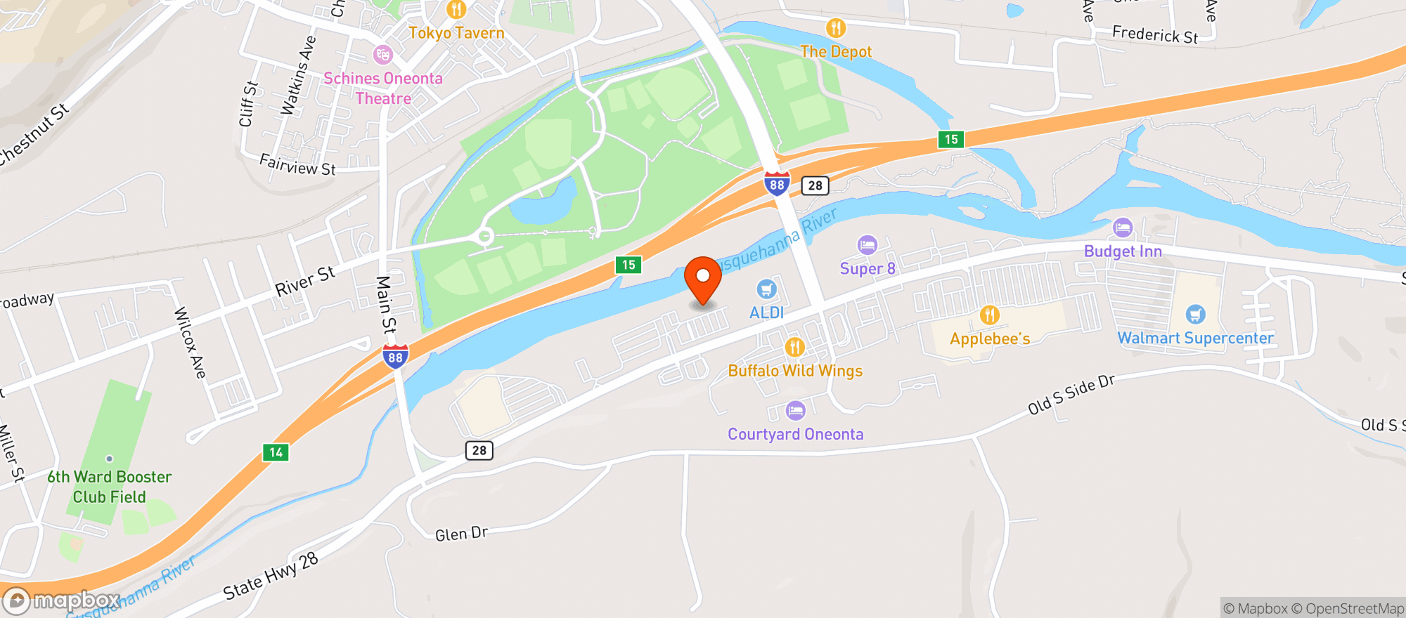 Map showing Liquor Depot (Oneonta, NY)