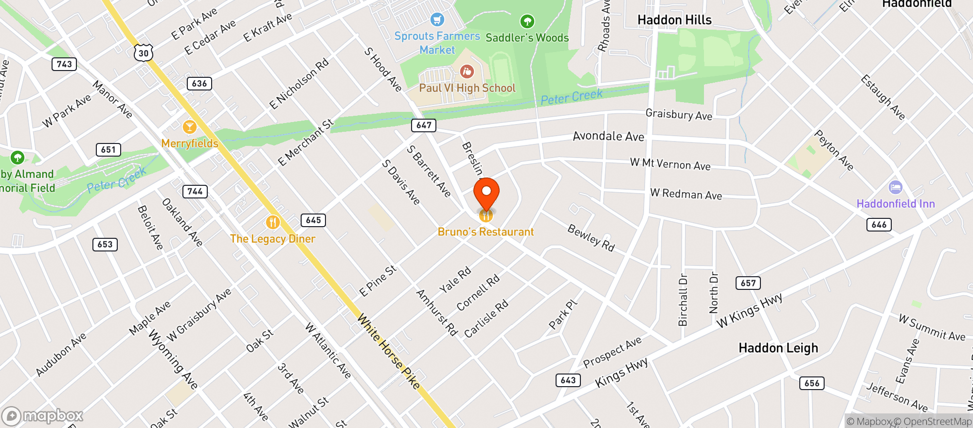 Map showing Shireys Liquor Store