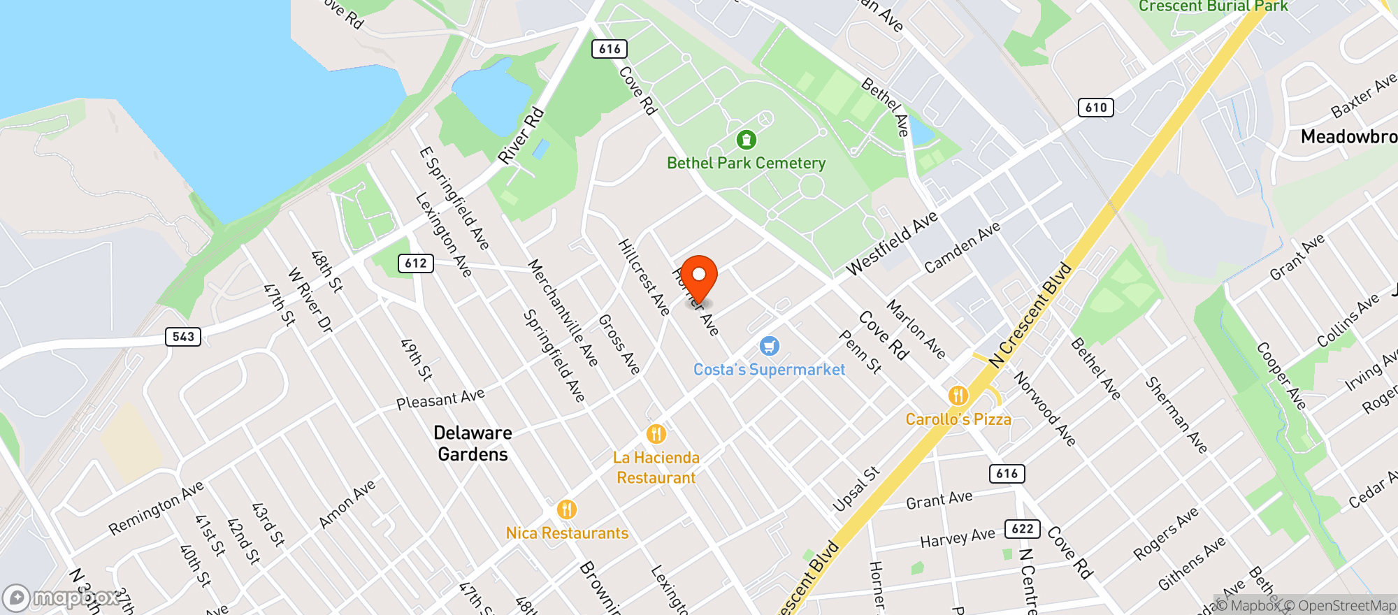 Map showing Roger Wilco,pennsauken