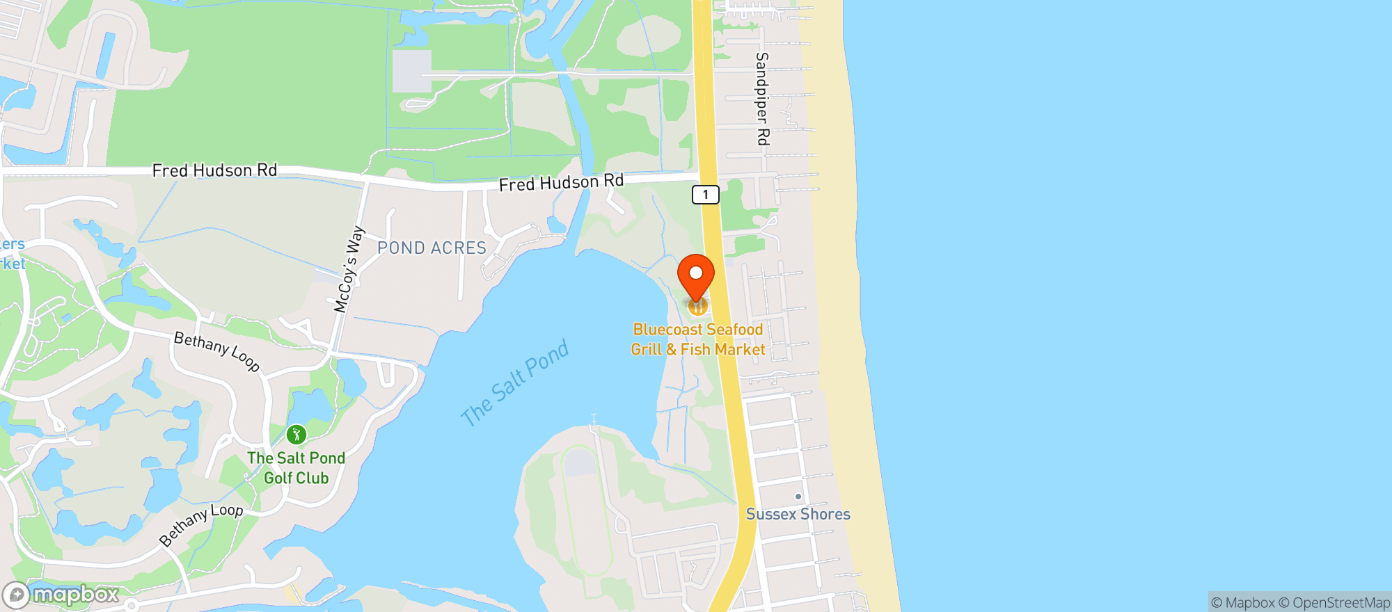 Map showing BLUECOAST SEAFOOD GRILL