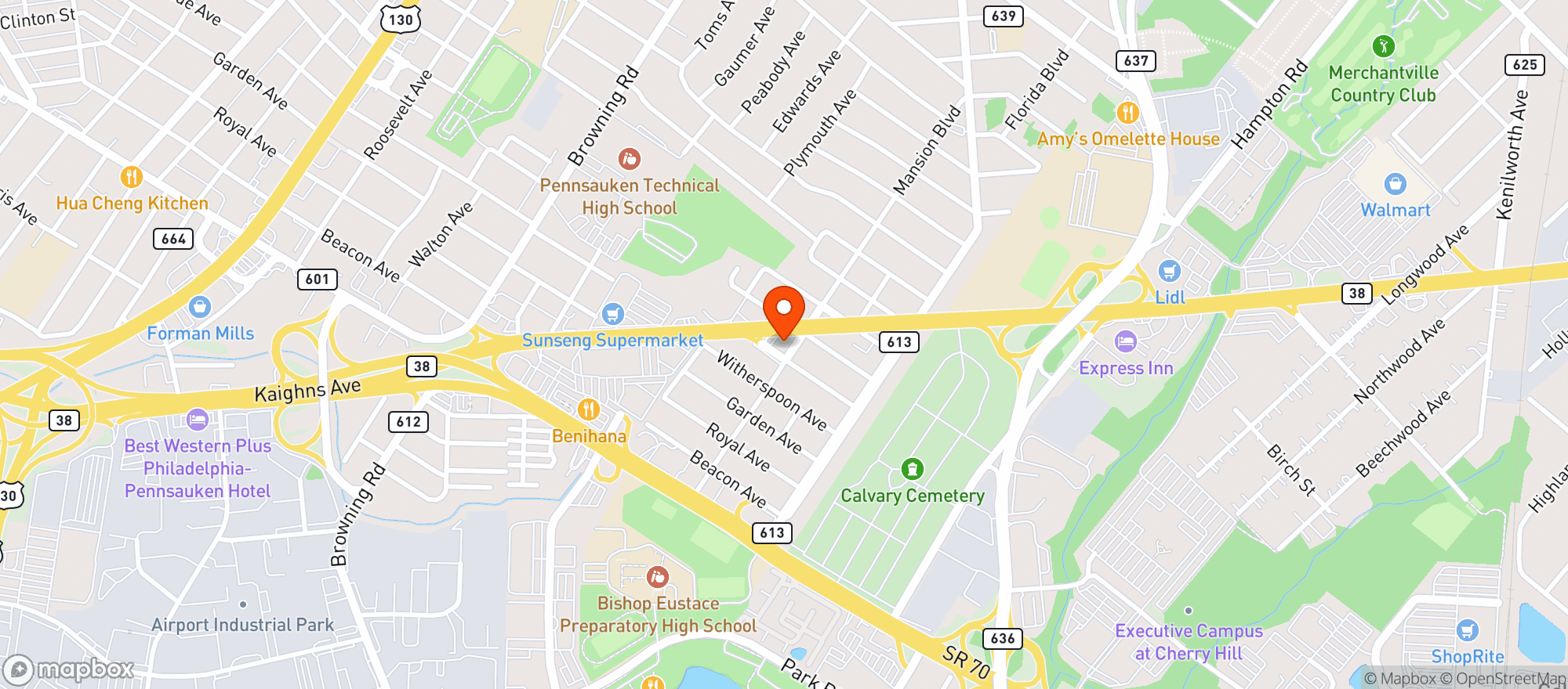 Map showing Canal S Pennsauken