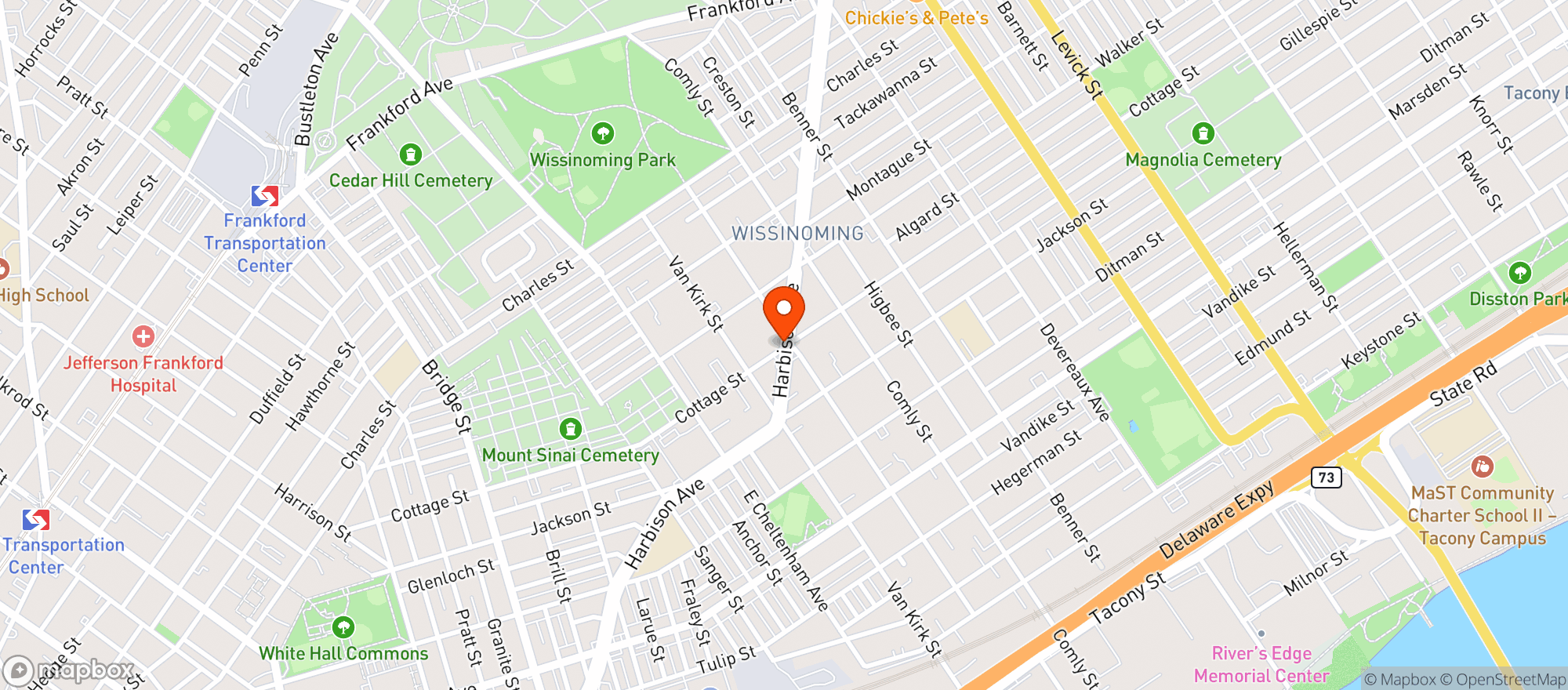 Map showing Phillys Beverage
