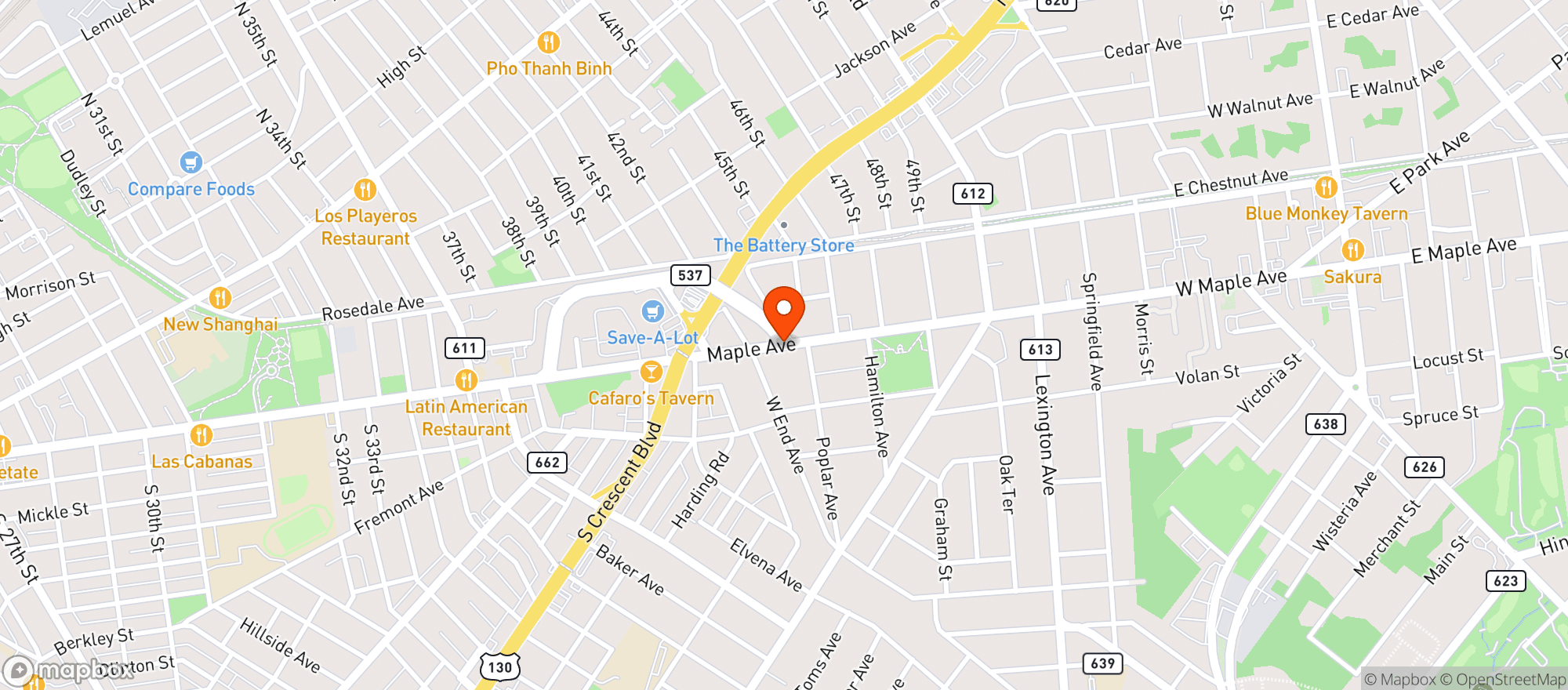 Map showing Knast Liquors