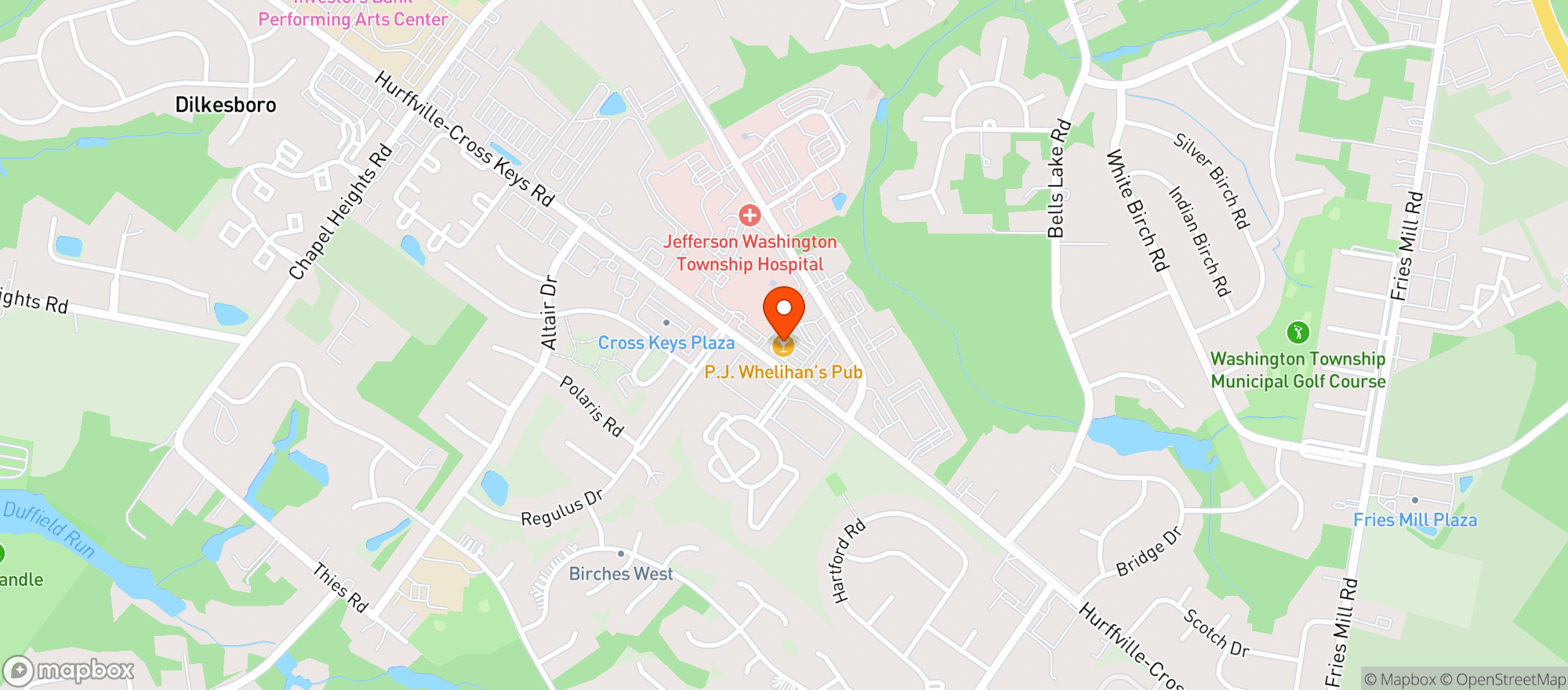 Map showing Pj Whelihans Pub & Restaurant
