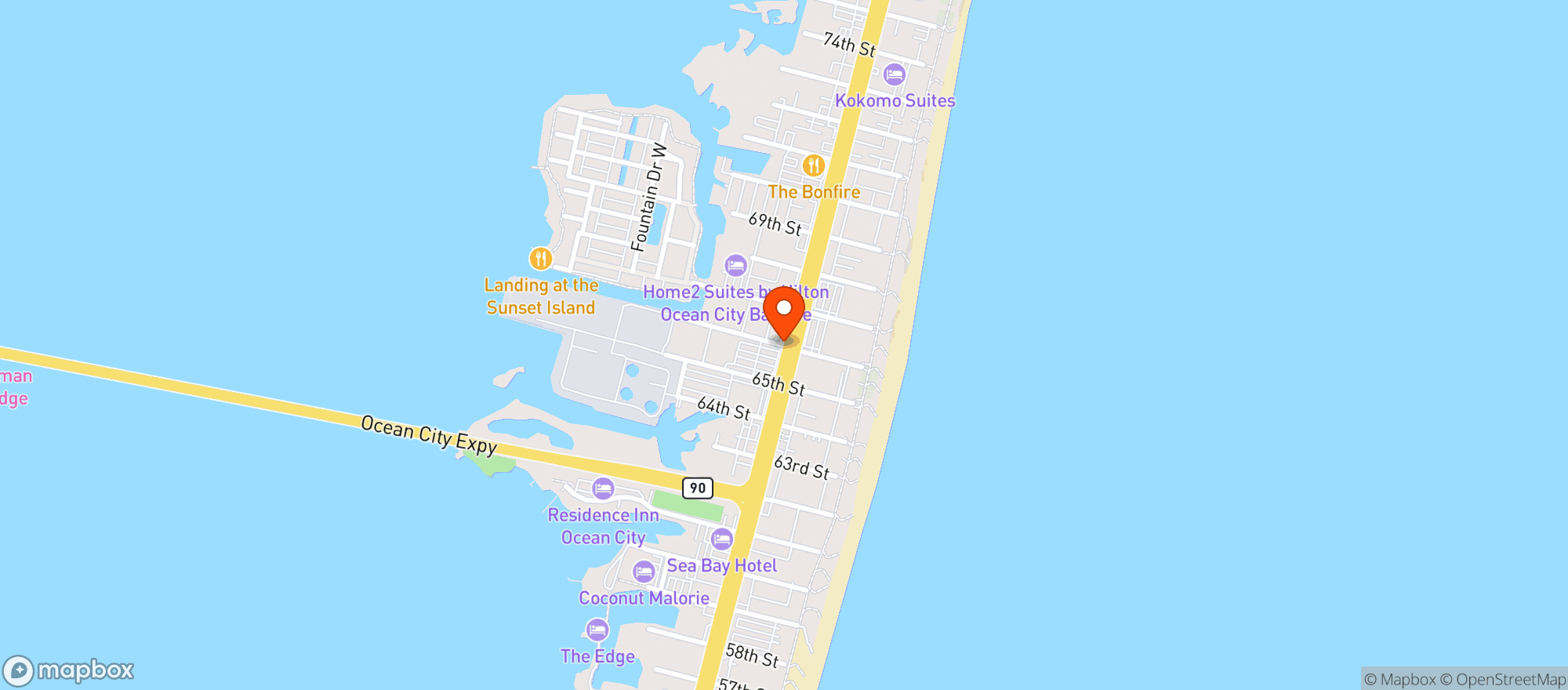 Map showing Late Night Inc