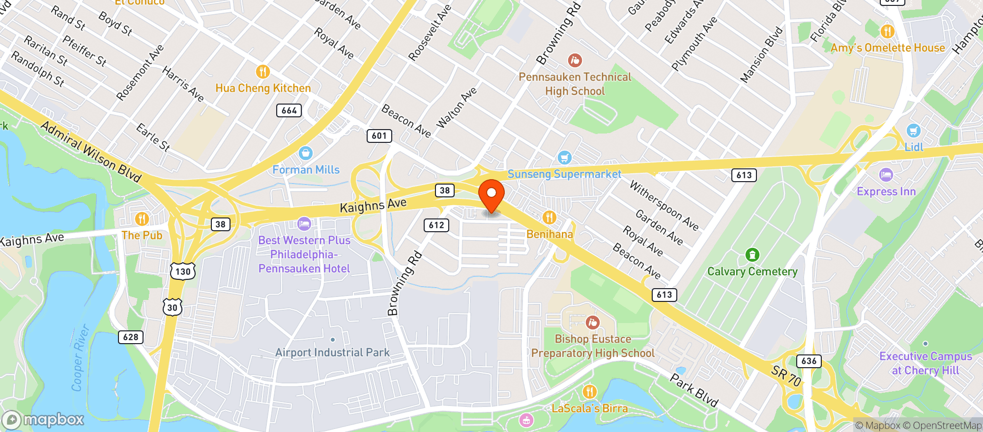 Map showing The Liquor King (pennsauken)