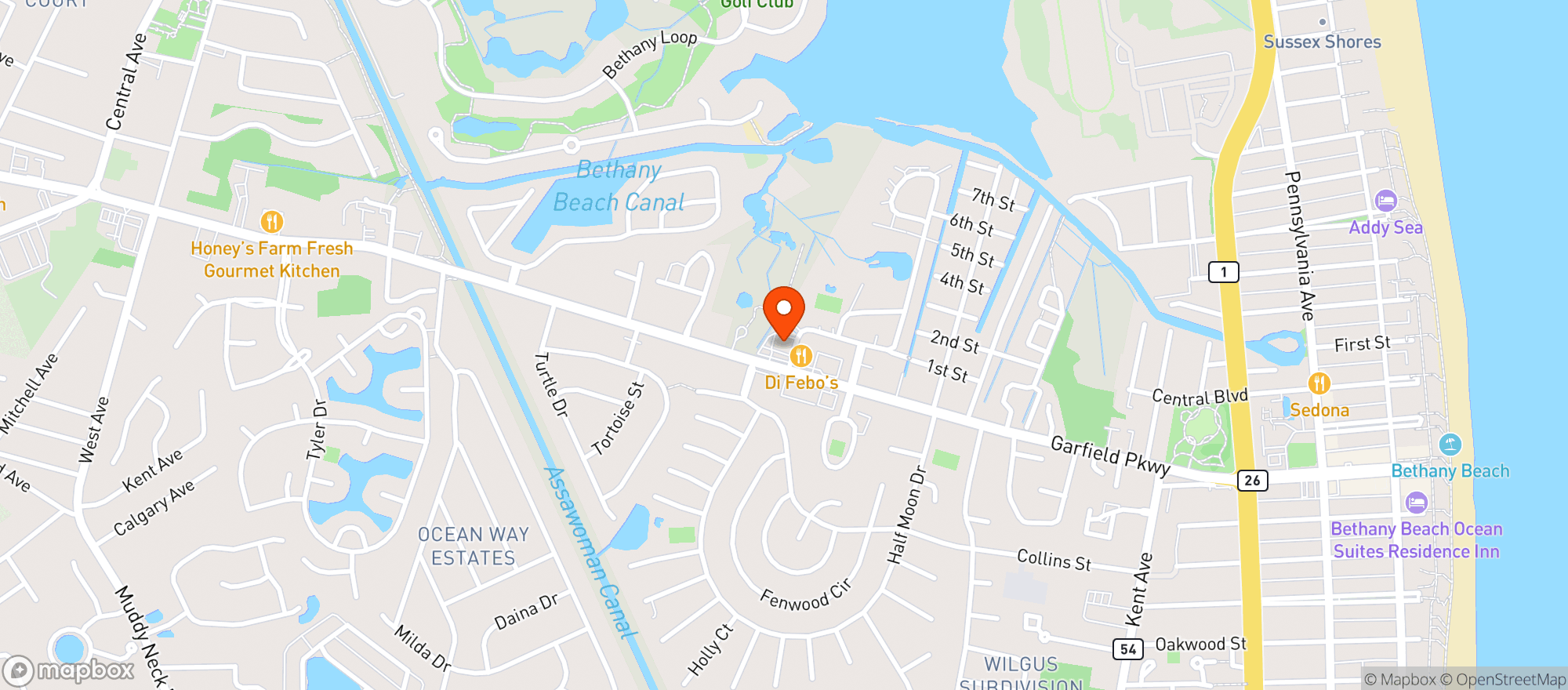 Map showing Grotto Pizza