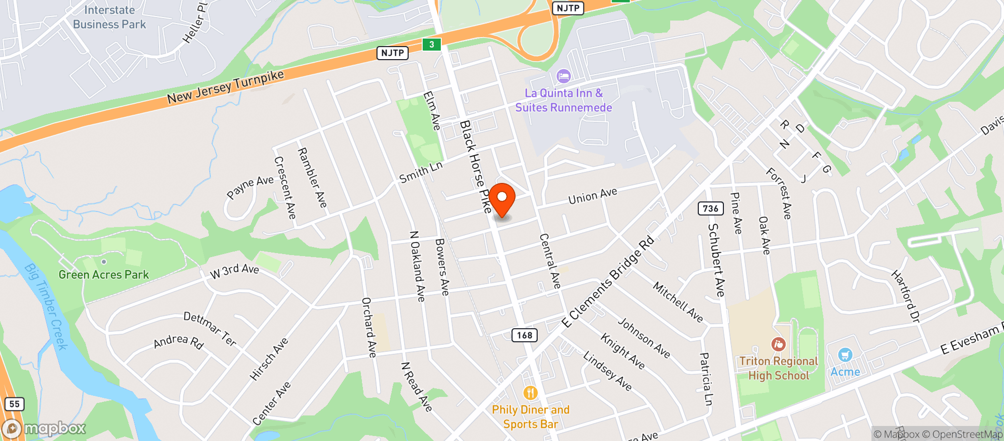 Map showing Runnemede Discount Liquors