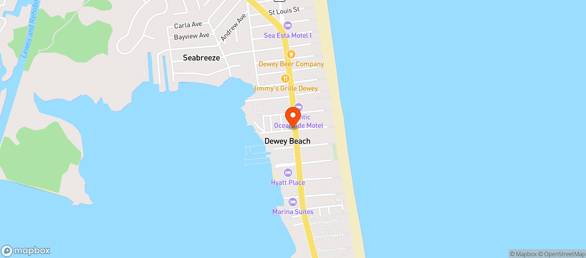 Map showing Grotto Pizza