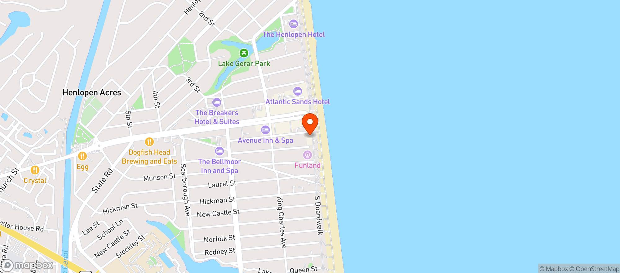 Map showing Above The Dunes