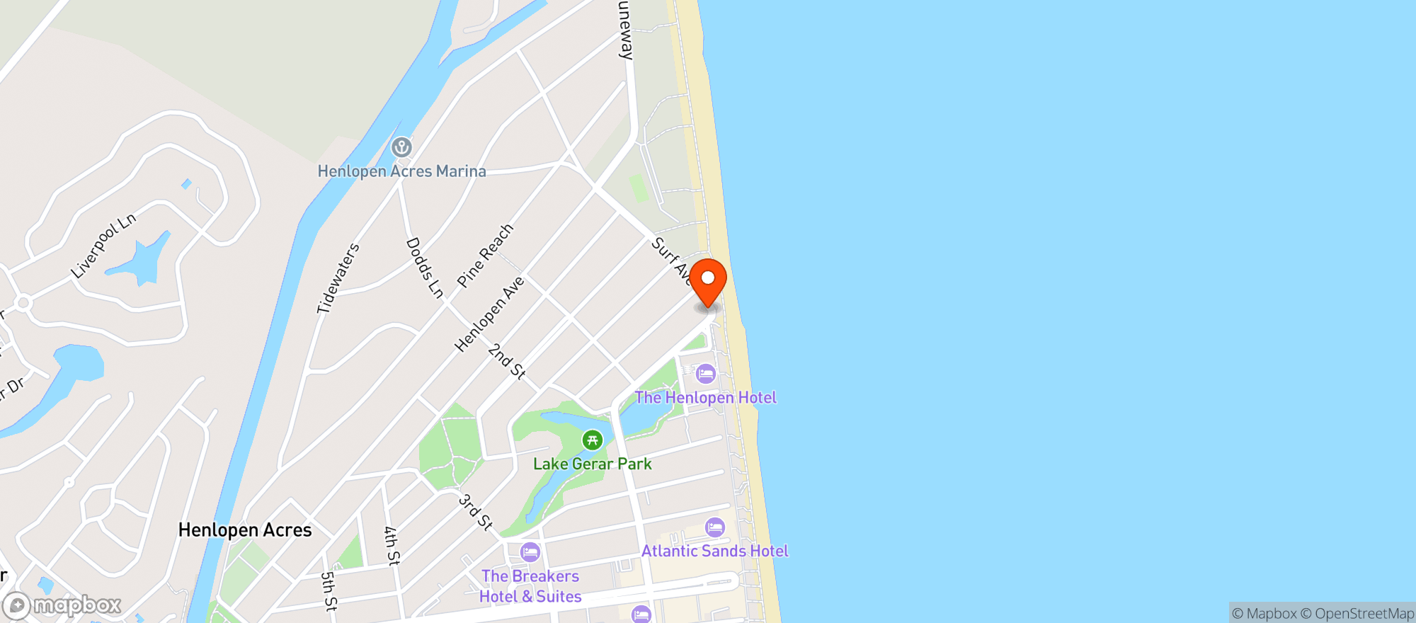 Map showing Grotto Pizza