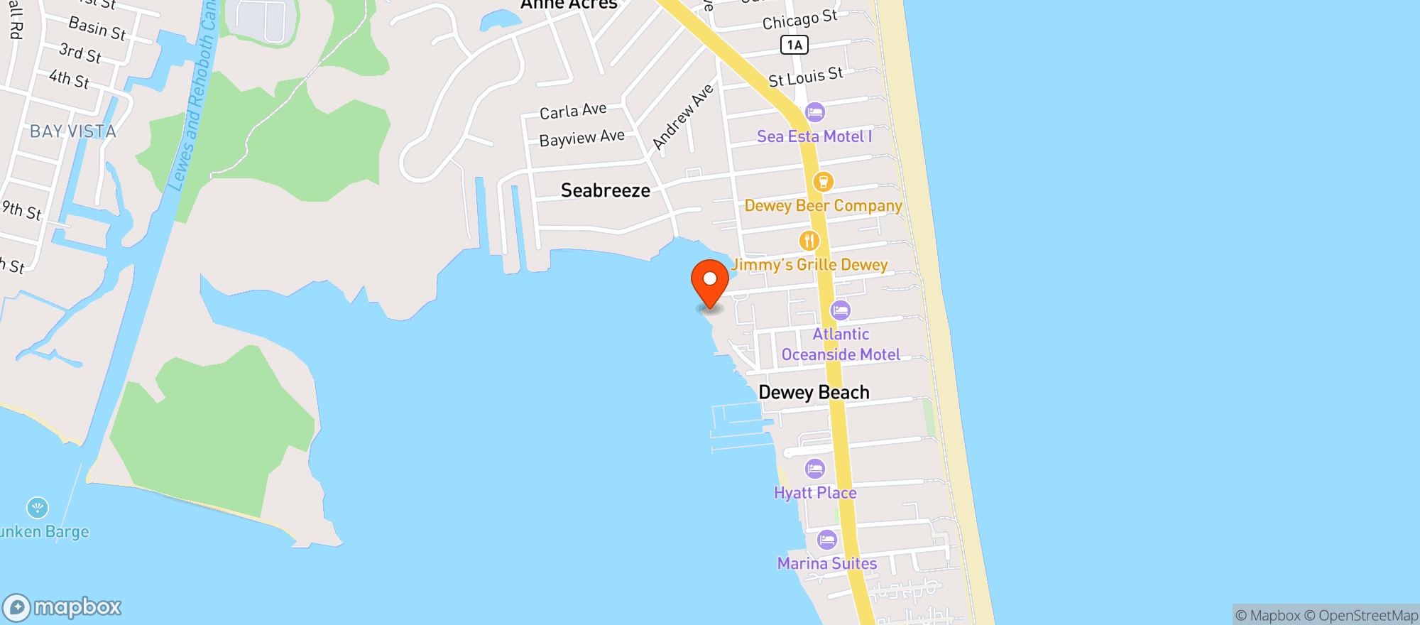 Map showing North Beach Restaurant
