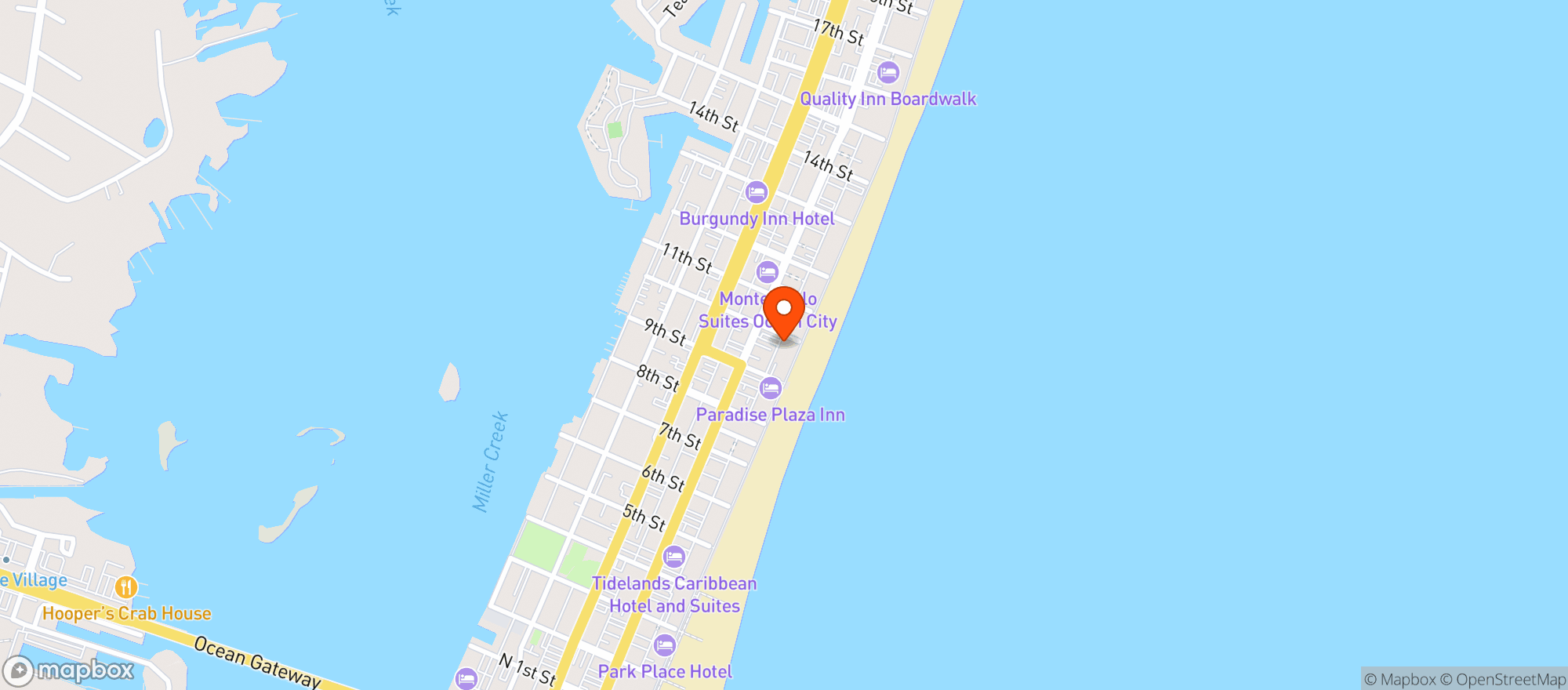 Map showing Hammerheads Raw Bar & Grill