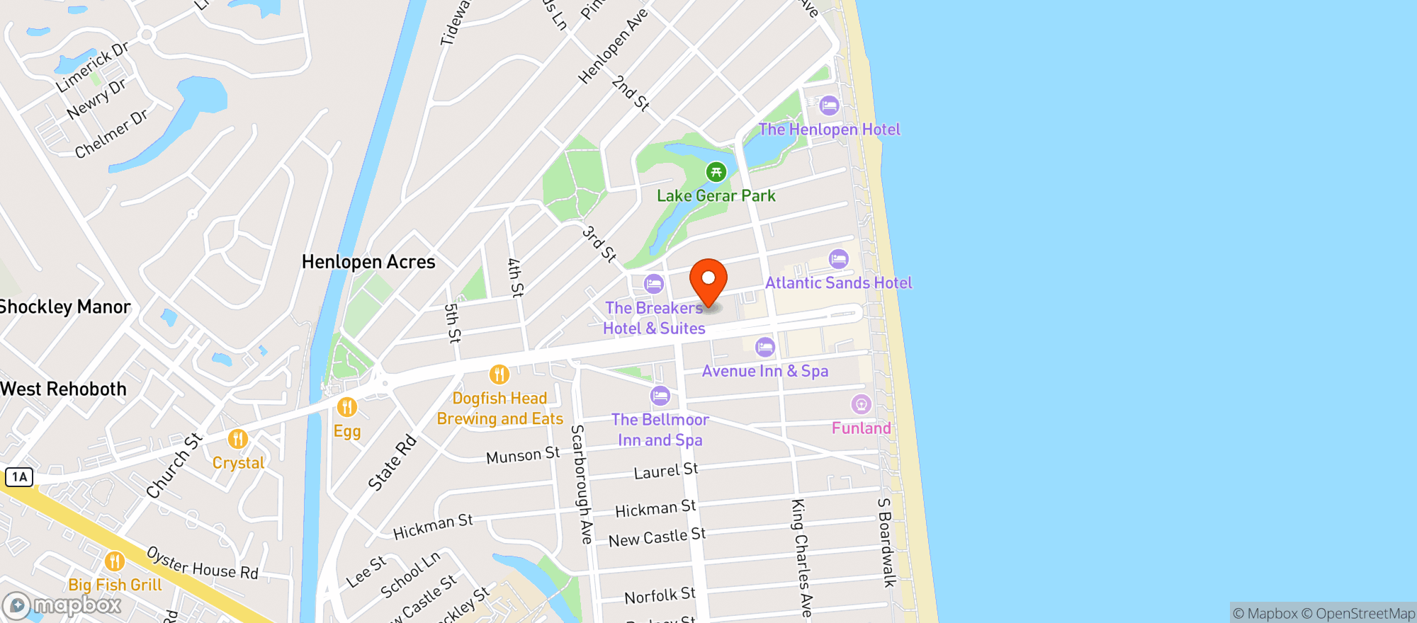 Map showing Arena S Deli & Bar
