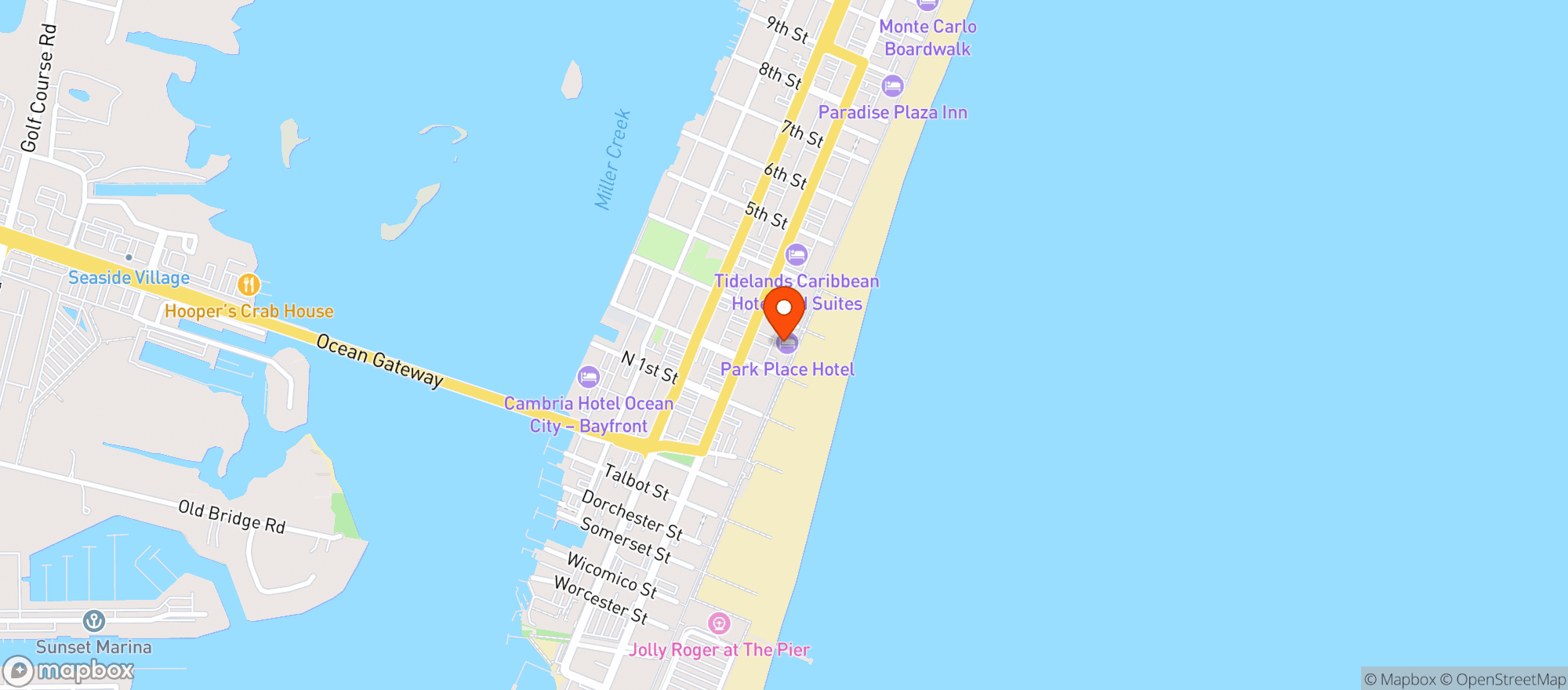 Map showing Park Place Hotel