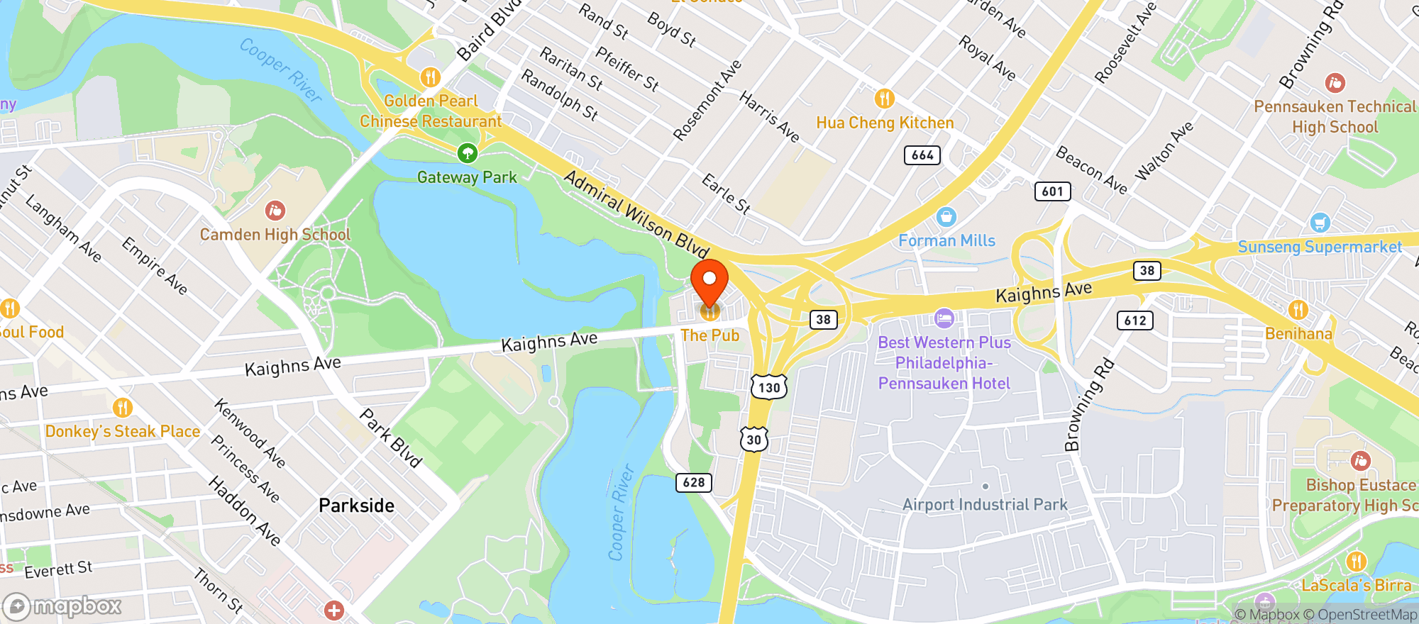 Map showing The Pub