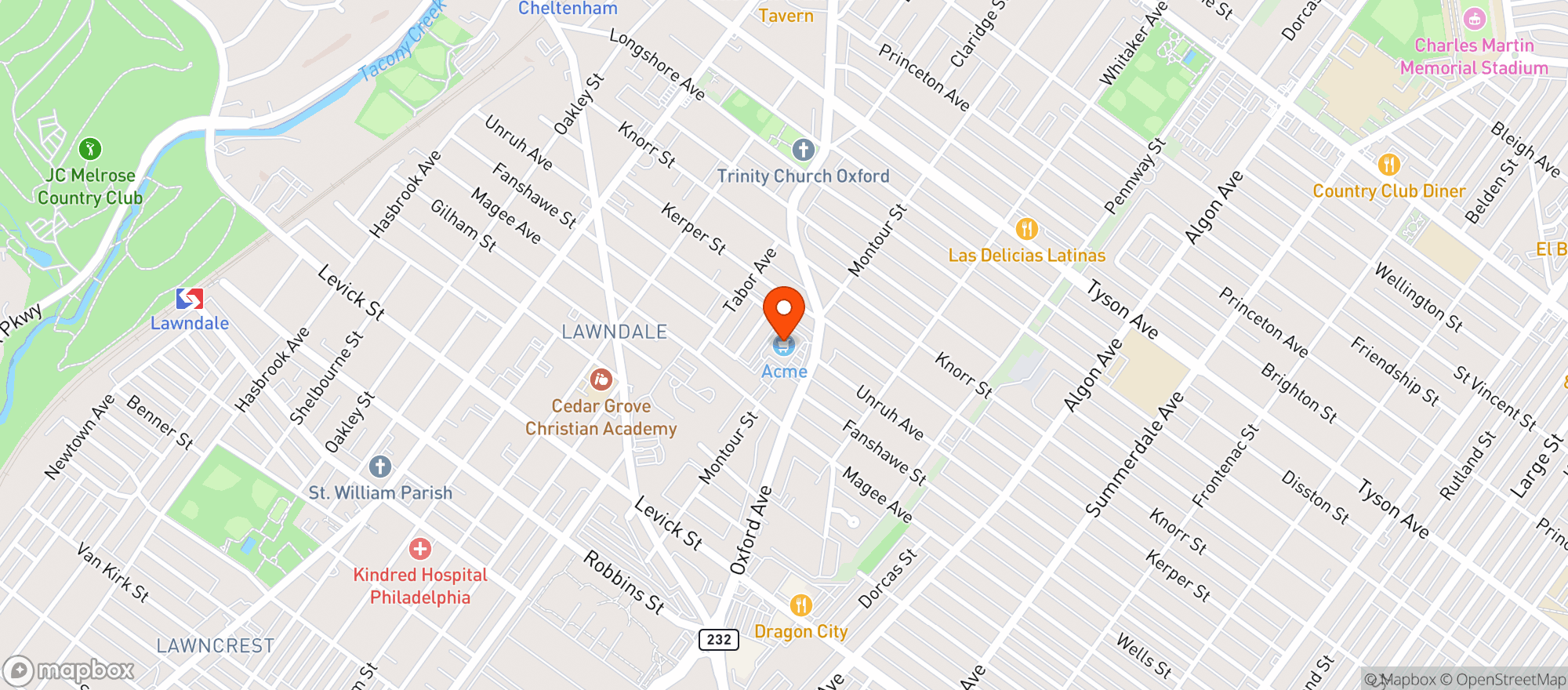 Map showing Acme Markets